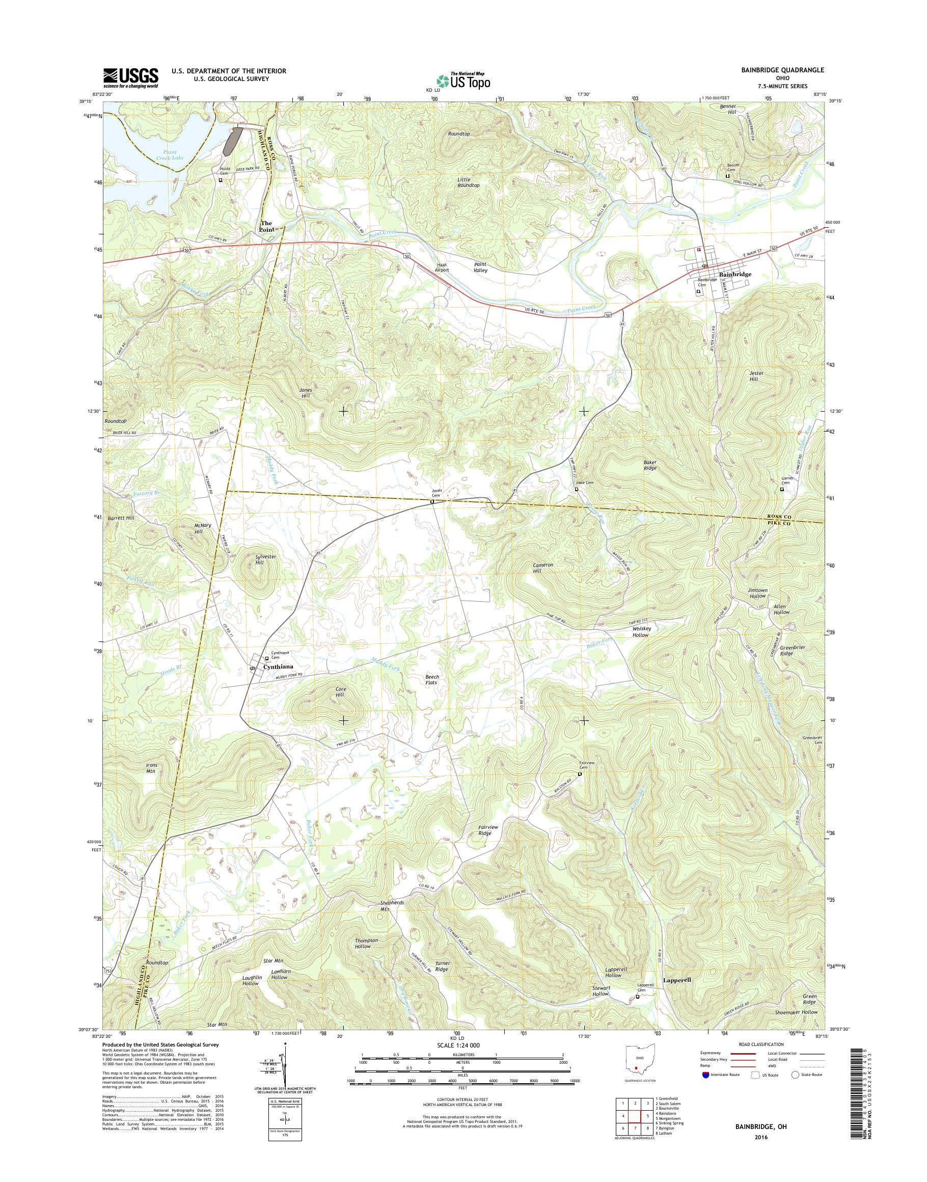 MyTopo Bainbridge, Ohio USGS Quad Topo Map