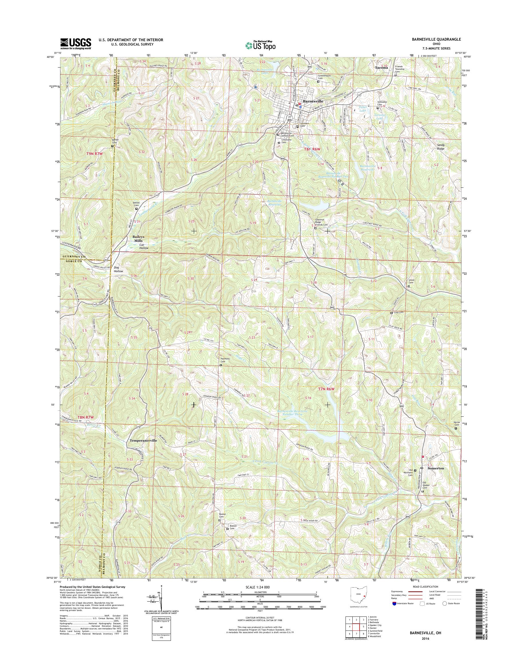 MyTopo Barnesville, Ohio USGS Quad Topo Map