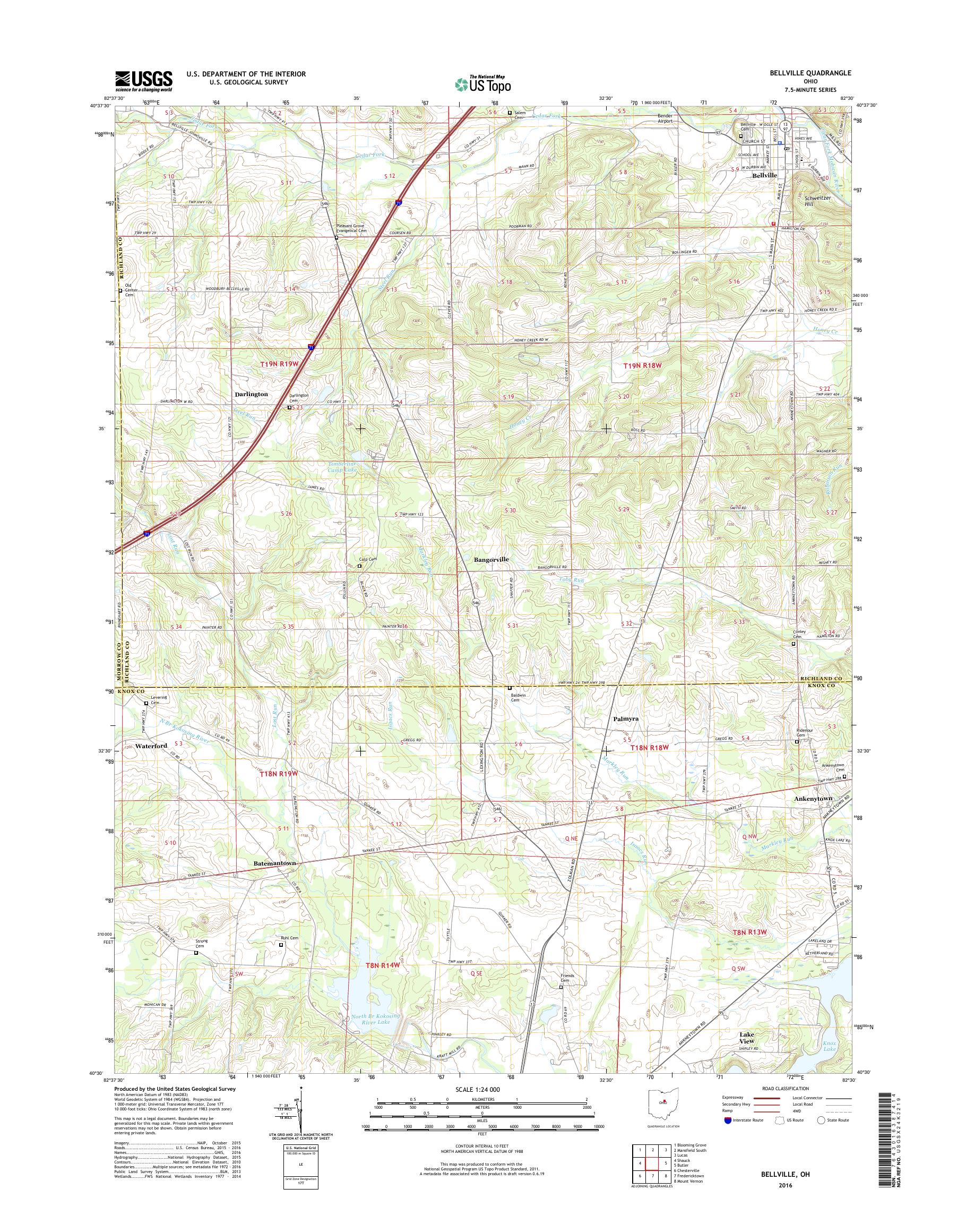MyTopo Bellville, Ohio USGS Quad Topo Map