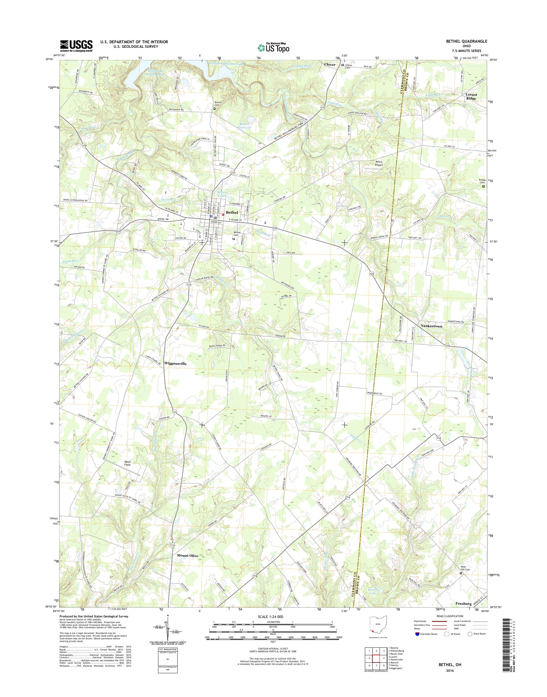 MyTopo Bethel, Ohio USGS Quad Topo Map