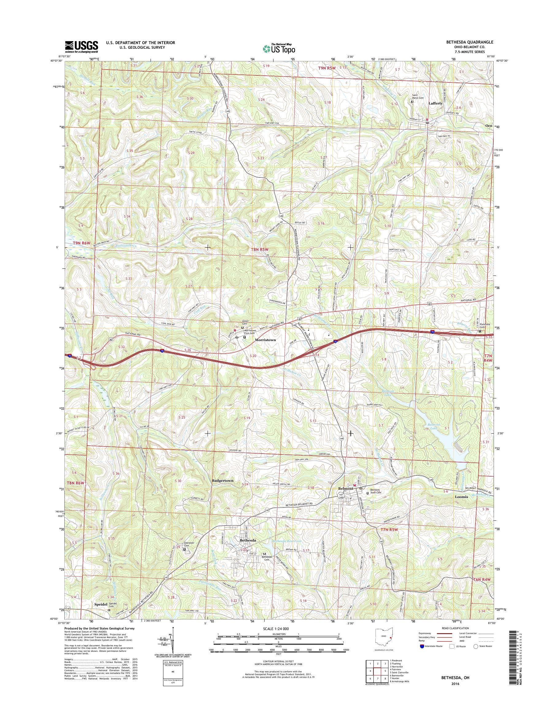 MyTopo Bethesda, Ohio USGS Quad Topo Map