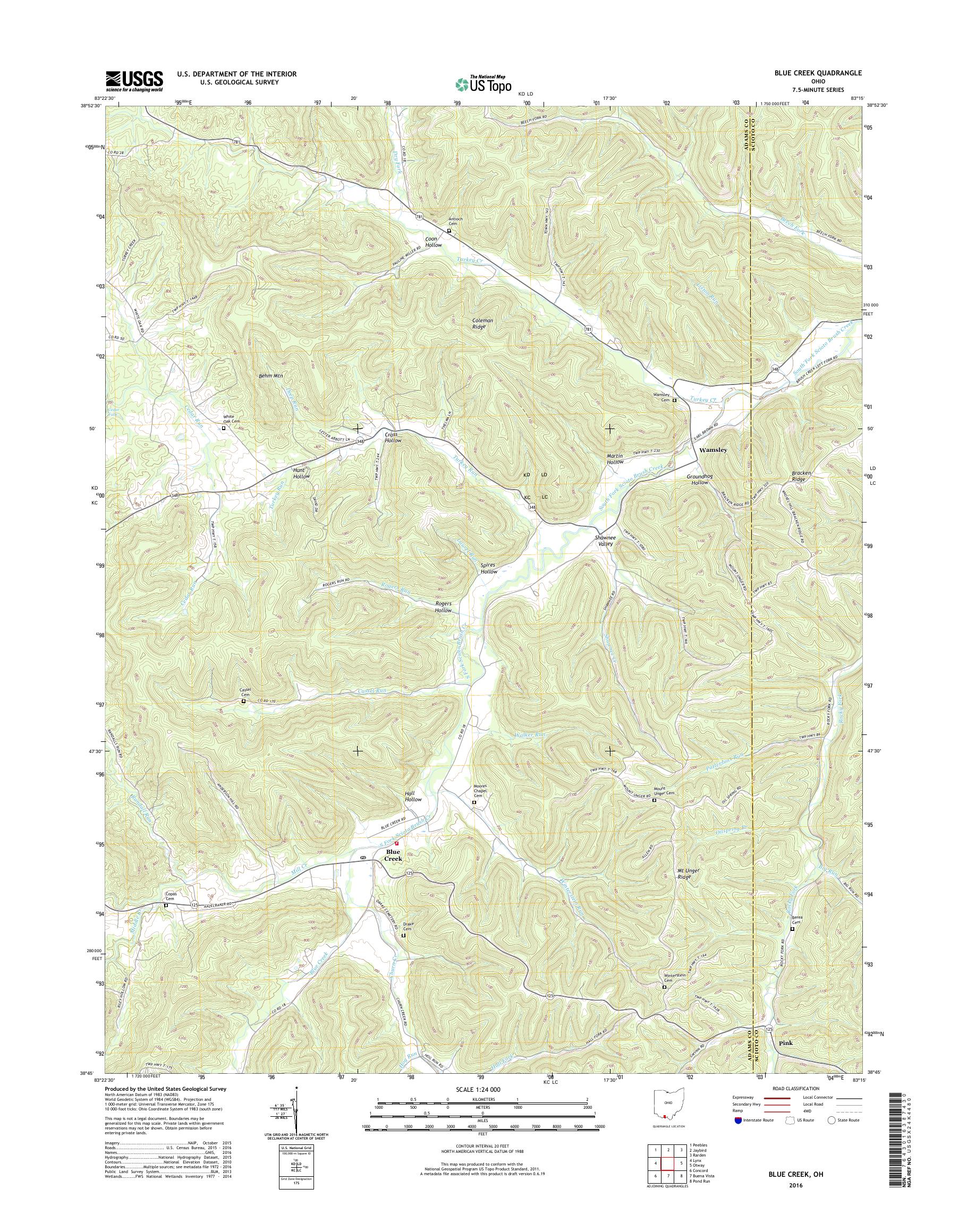 MyTopo Blue Creek, Ohio USGS Quad Topo Map
