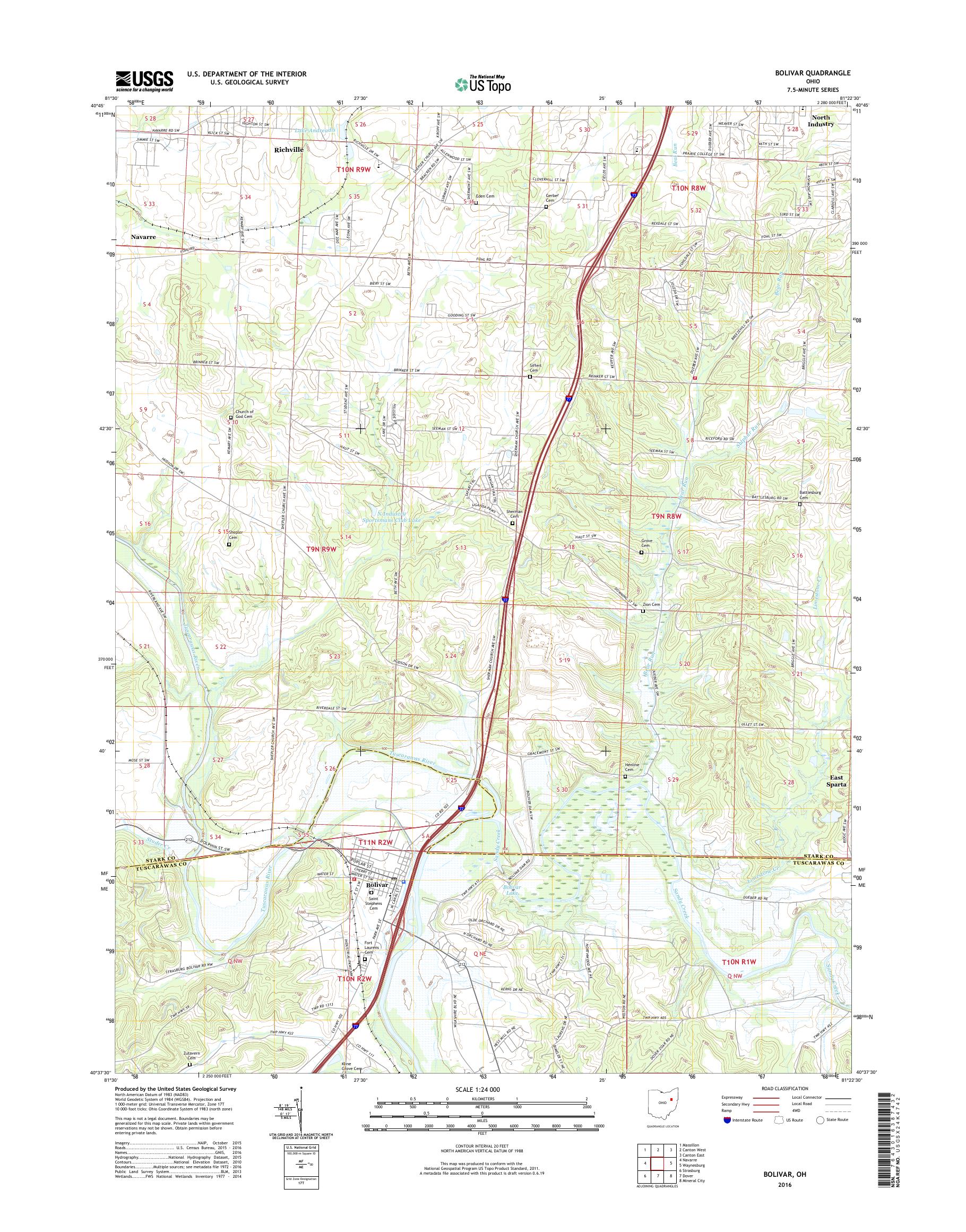 MyTopo Bolivar, Ohio USGS Quad Topo Map