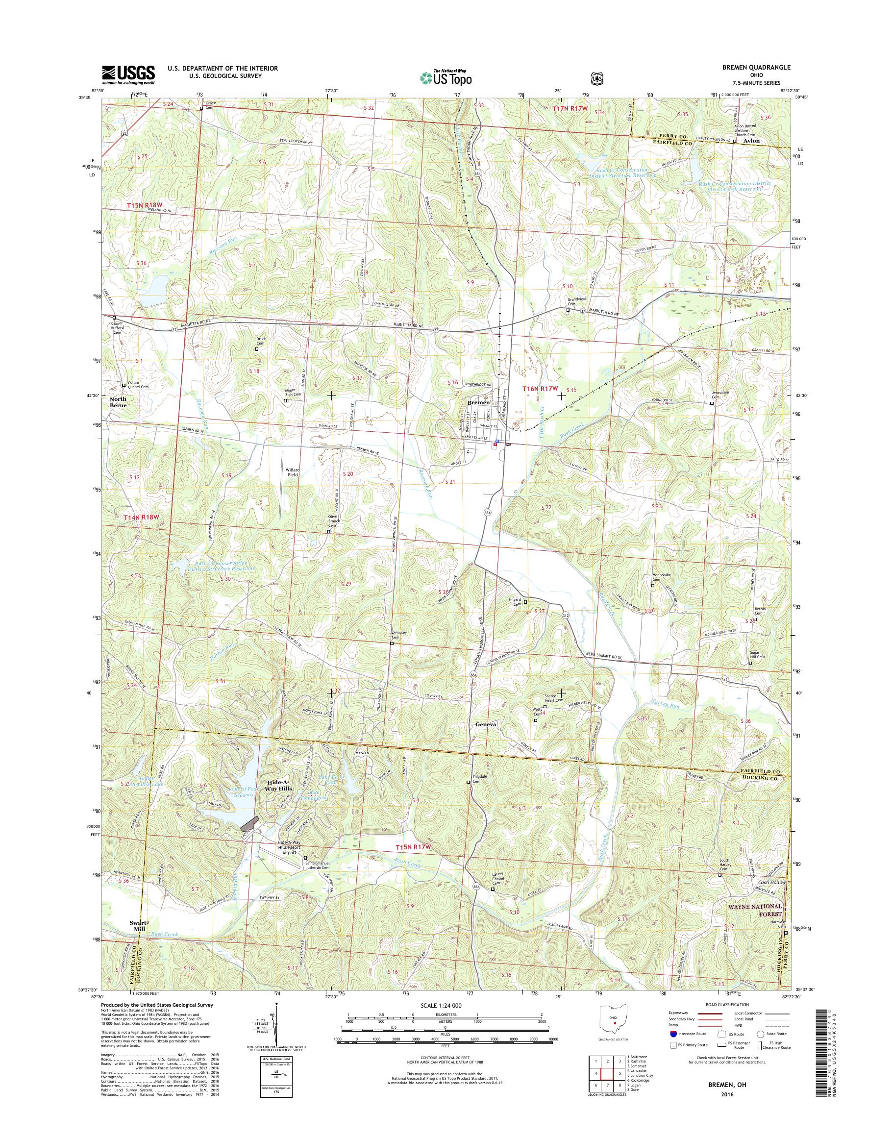 MyTopo Bremen, Ohio USGS Quad Topo Map