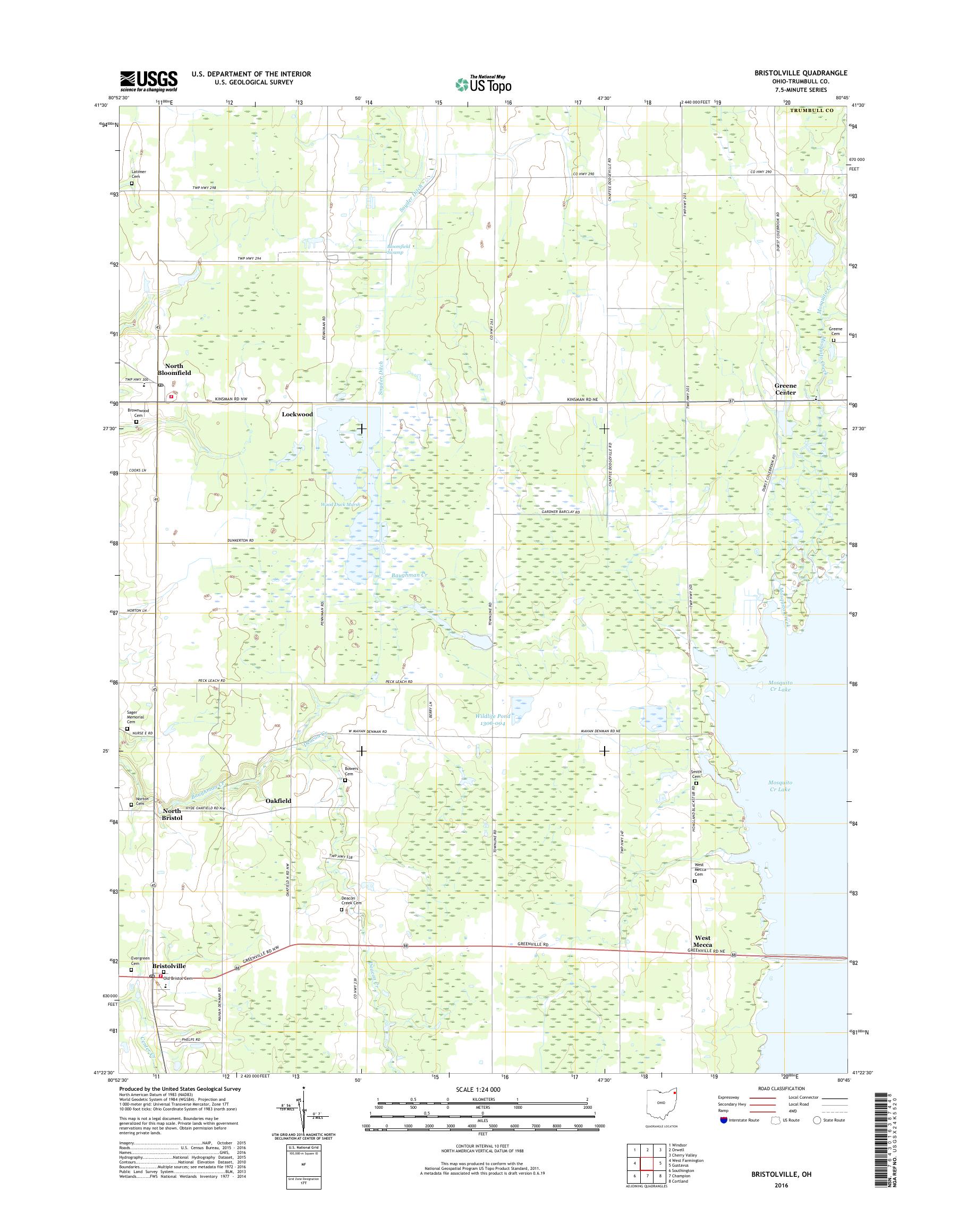 MyTopo Bristolville, Ohio USGS Quad Topo Map