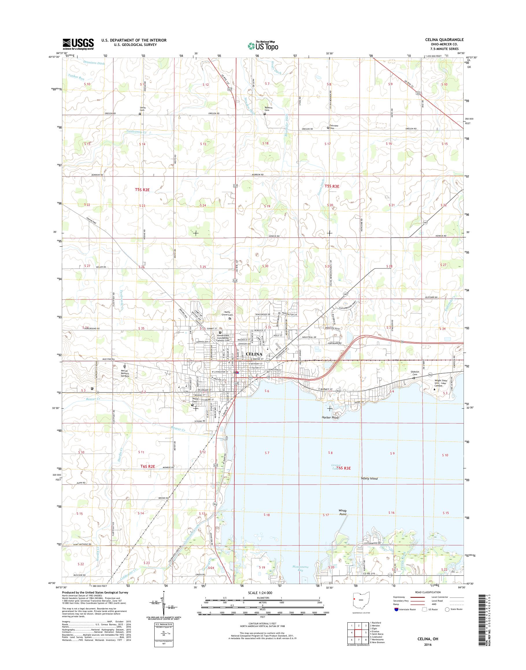 MyTopo Celina, Ohio USGS Quad Topo Map