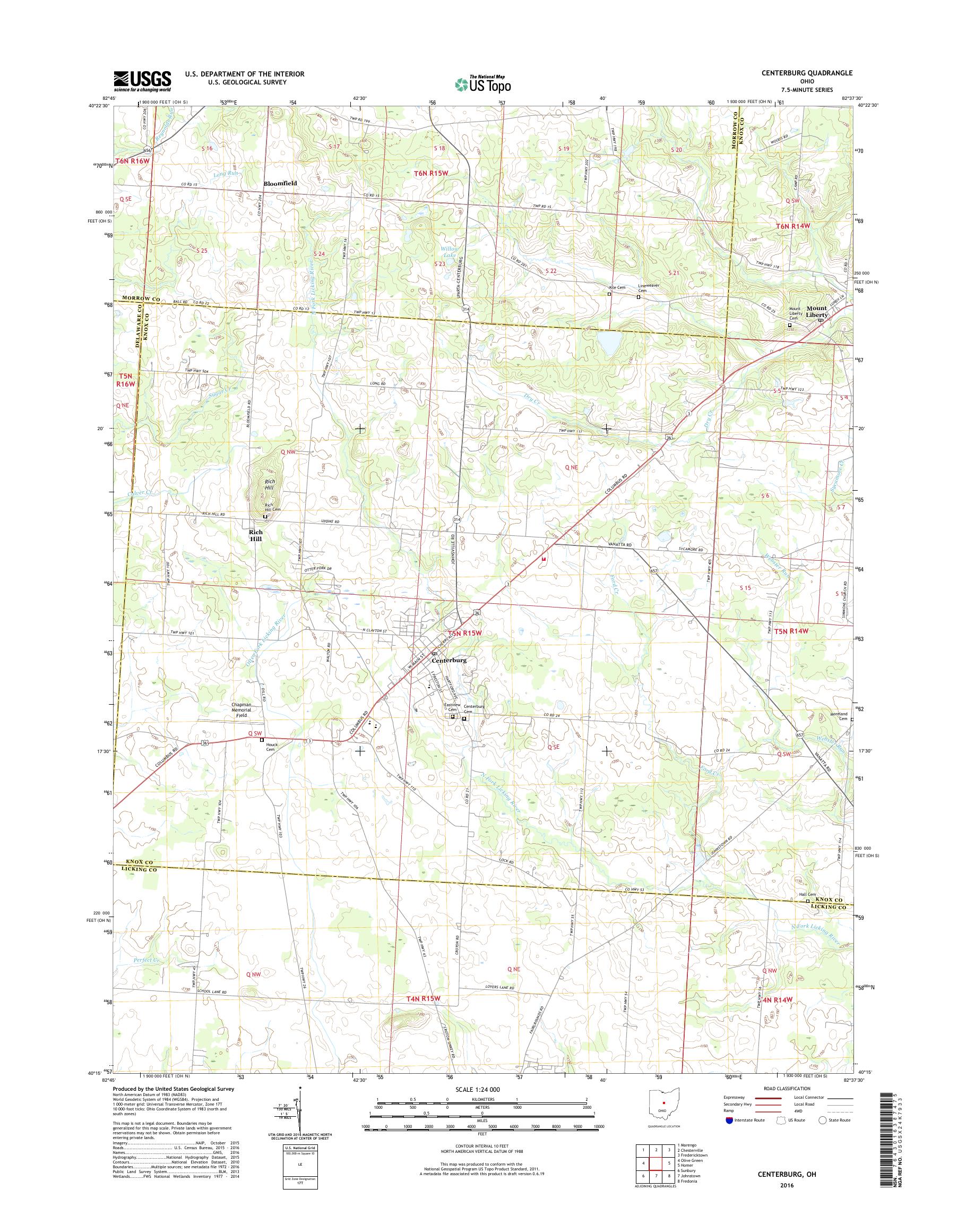 MyTopo Centerburg, Ohio USGS Quad Topo Map