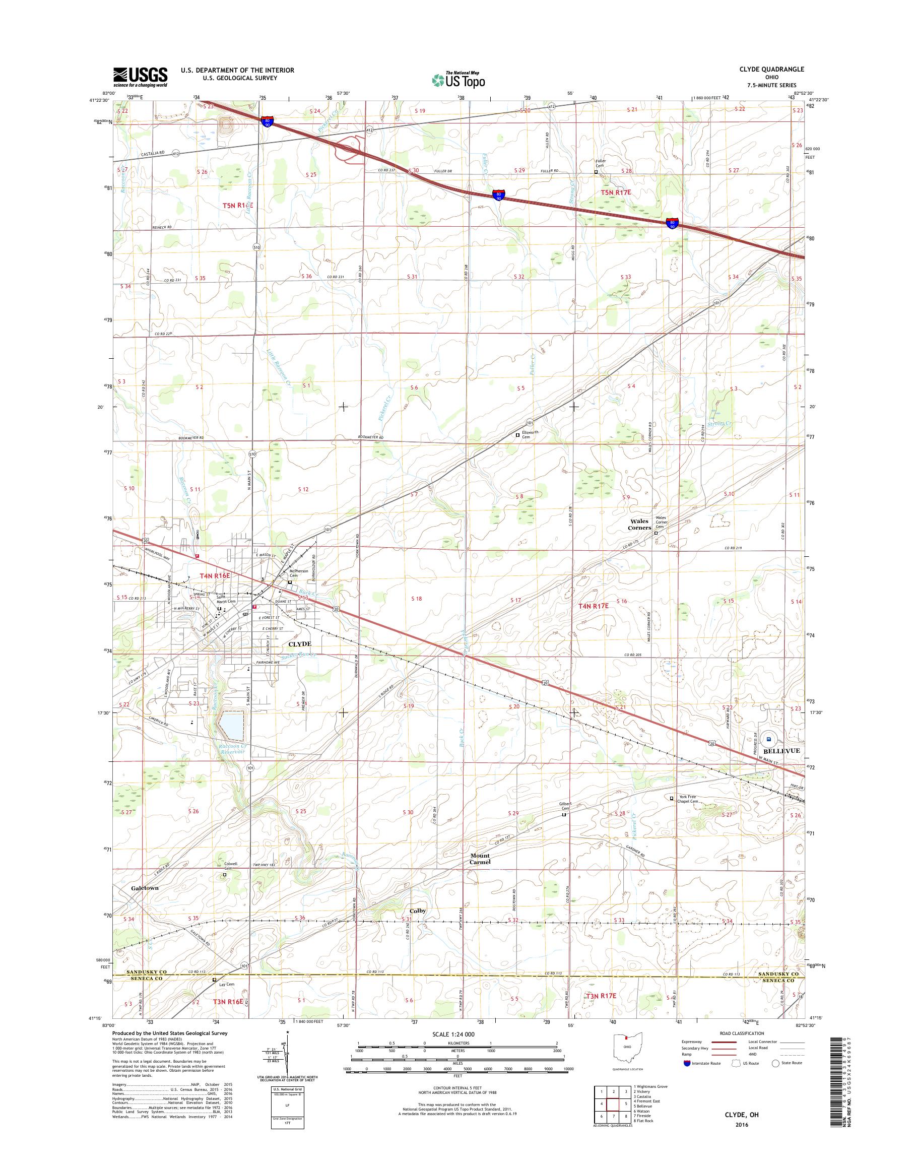 MyTopo Clyde, Ohio USGS Quad Topo Map