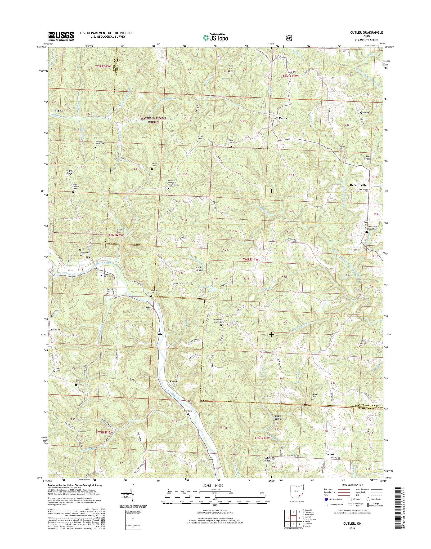 MyTopo Cutler, Ohio USGS Quad Topo Map