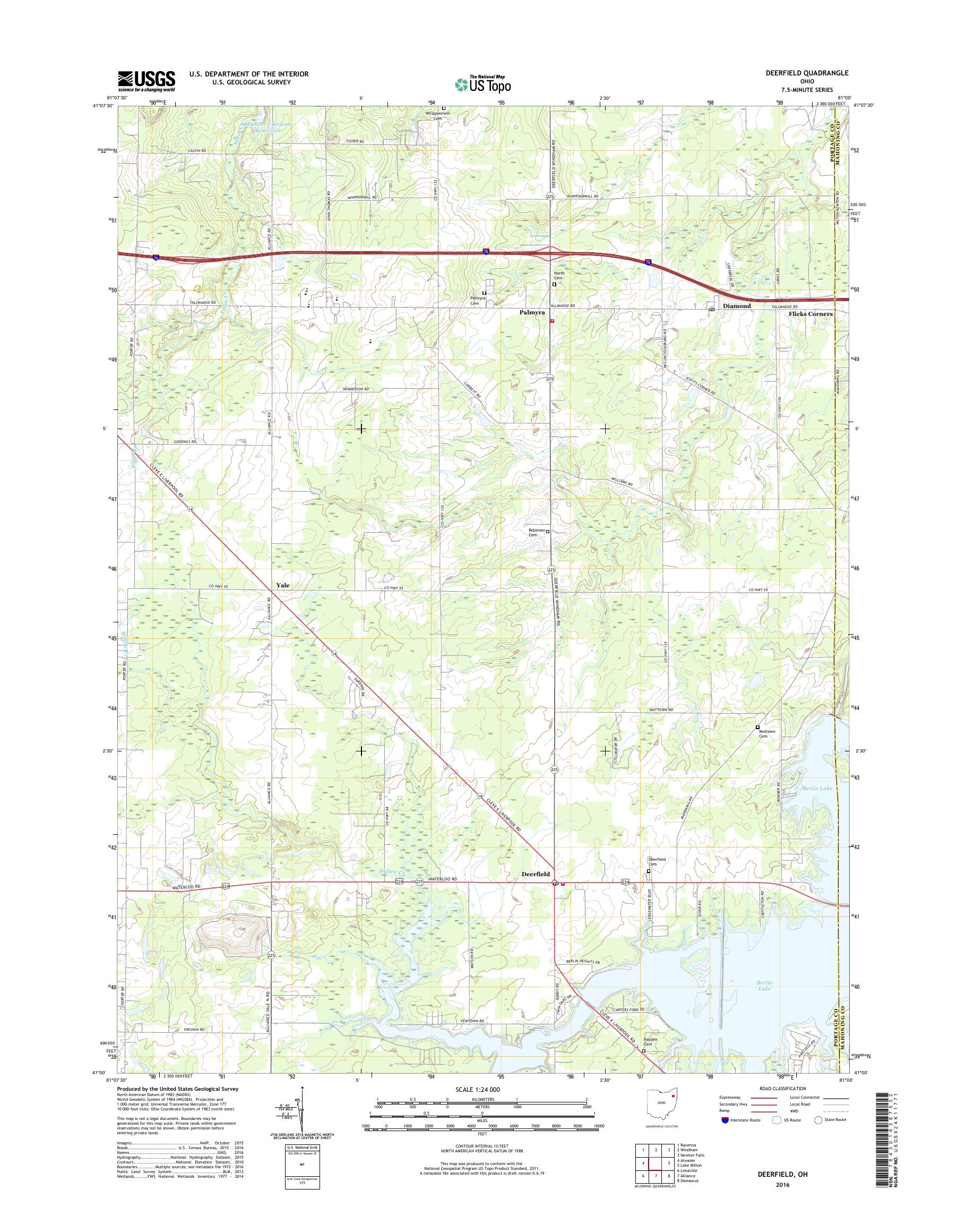 MyTopo Deerfield, Ohio USGS Quad Topo Map