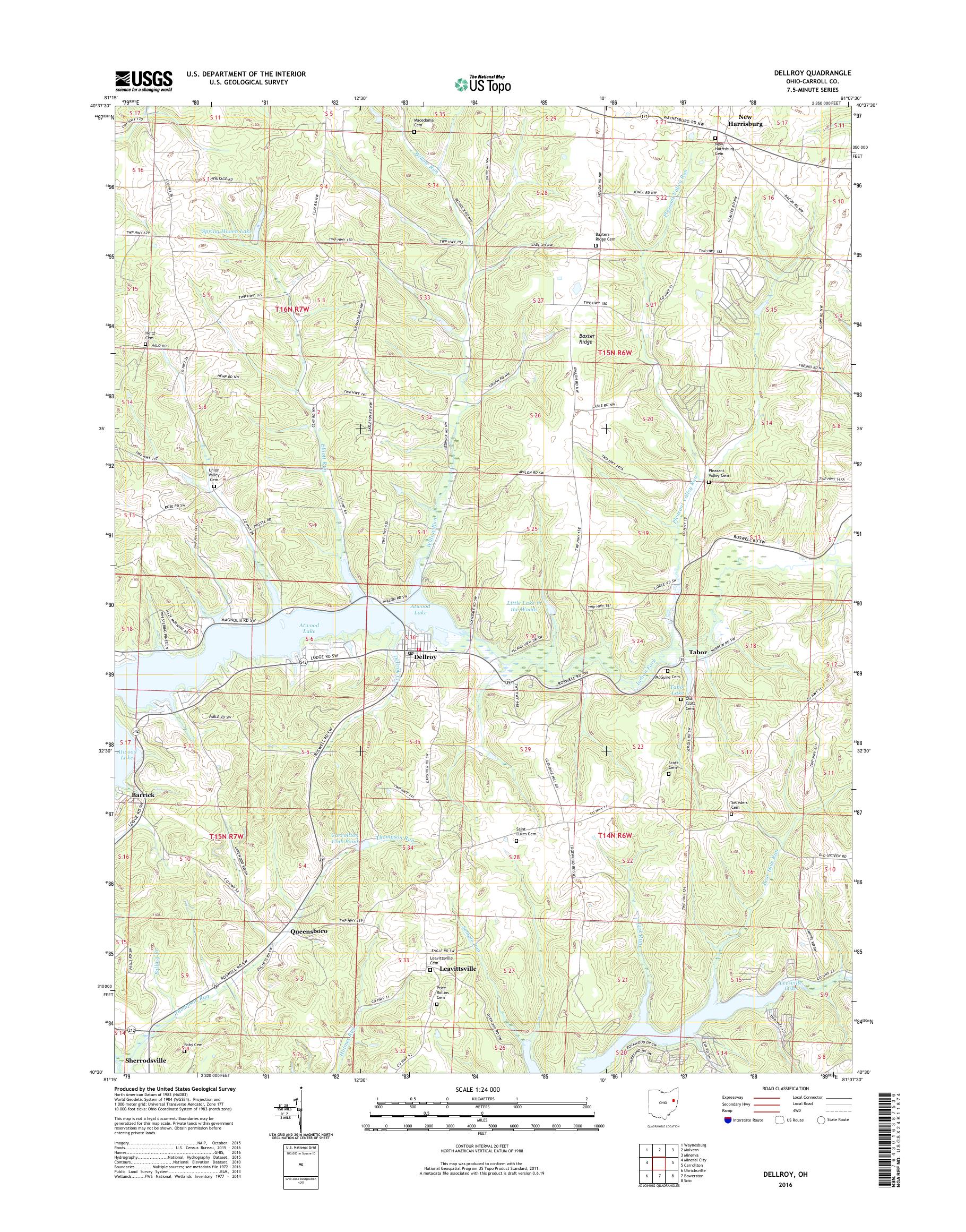 MyTopo Dellroy, Ohio USGS Quad Topo Map