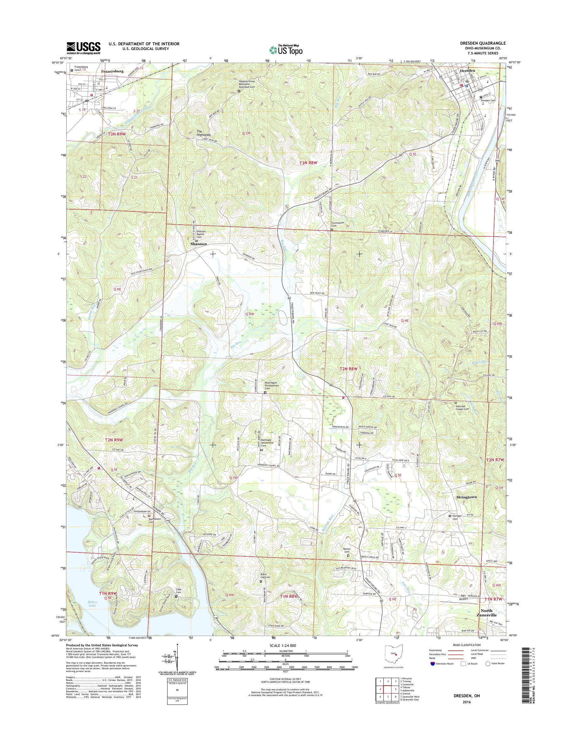 MyTopo Dresden, Ohio USGS Quad Topo Map