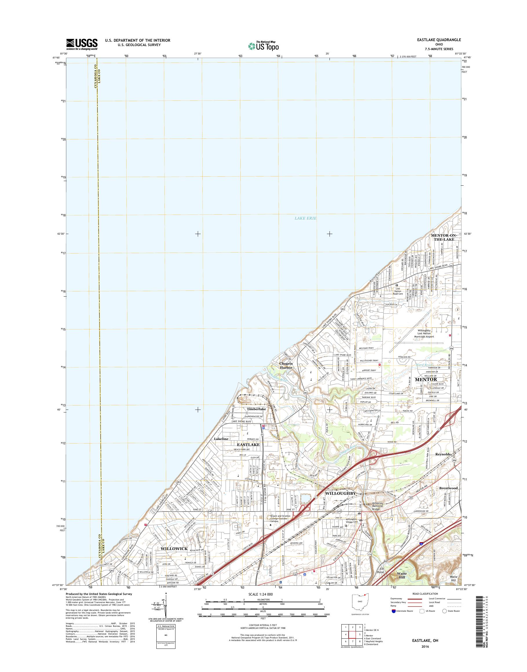 MyTopo Eastlake, Ohio USGS Quad Topo Map