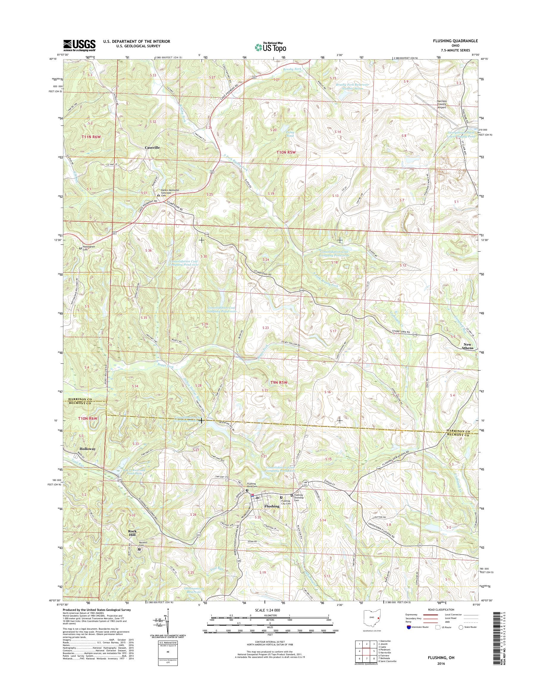 MyTopo Flushing, Ohio USGS Quad Topo Map