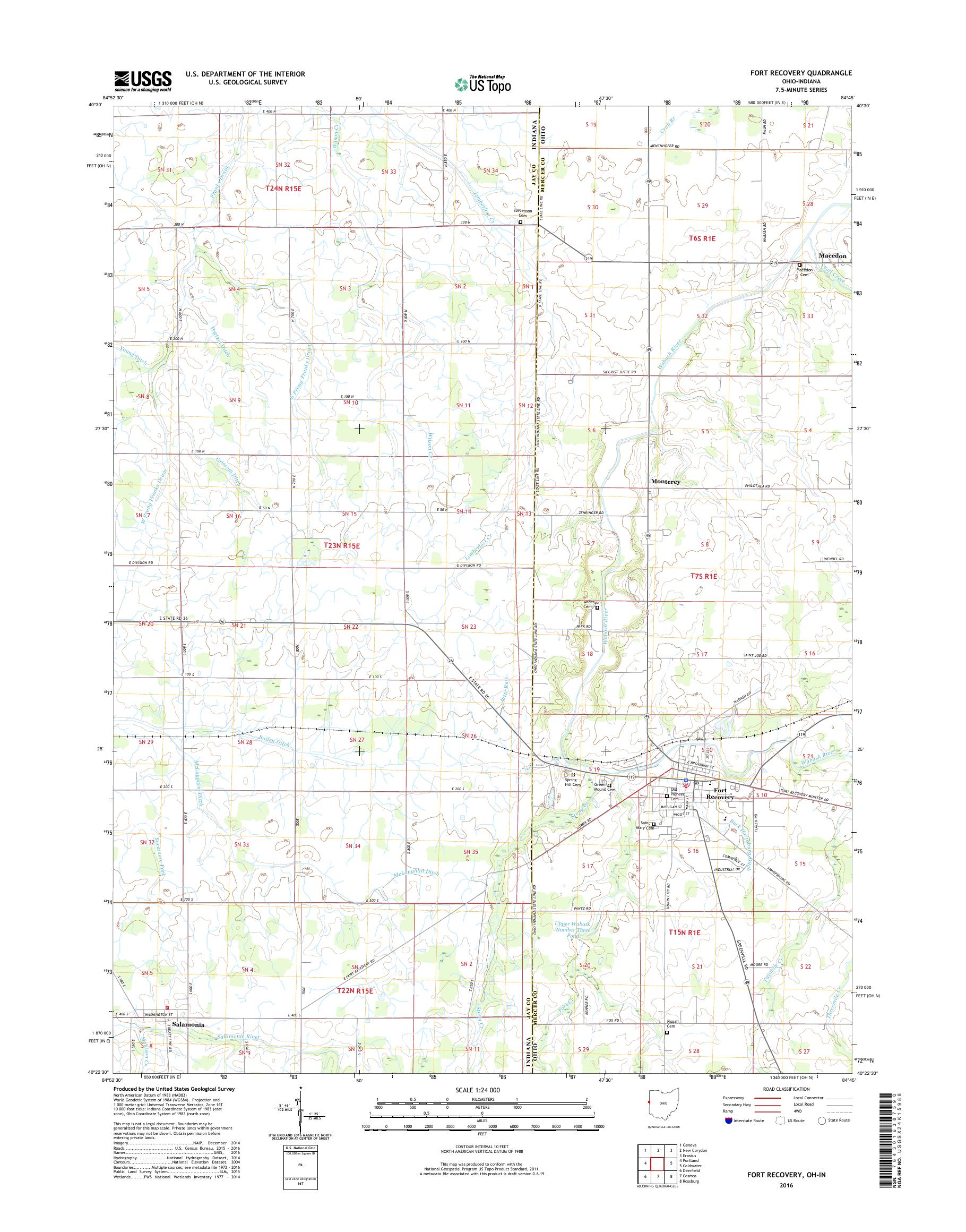MyTopo Fort Recovery, Ohio USGS Quad Topo Map