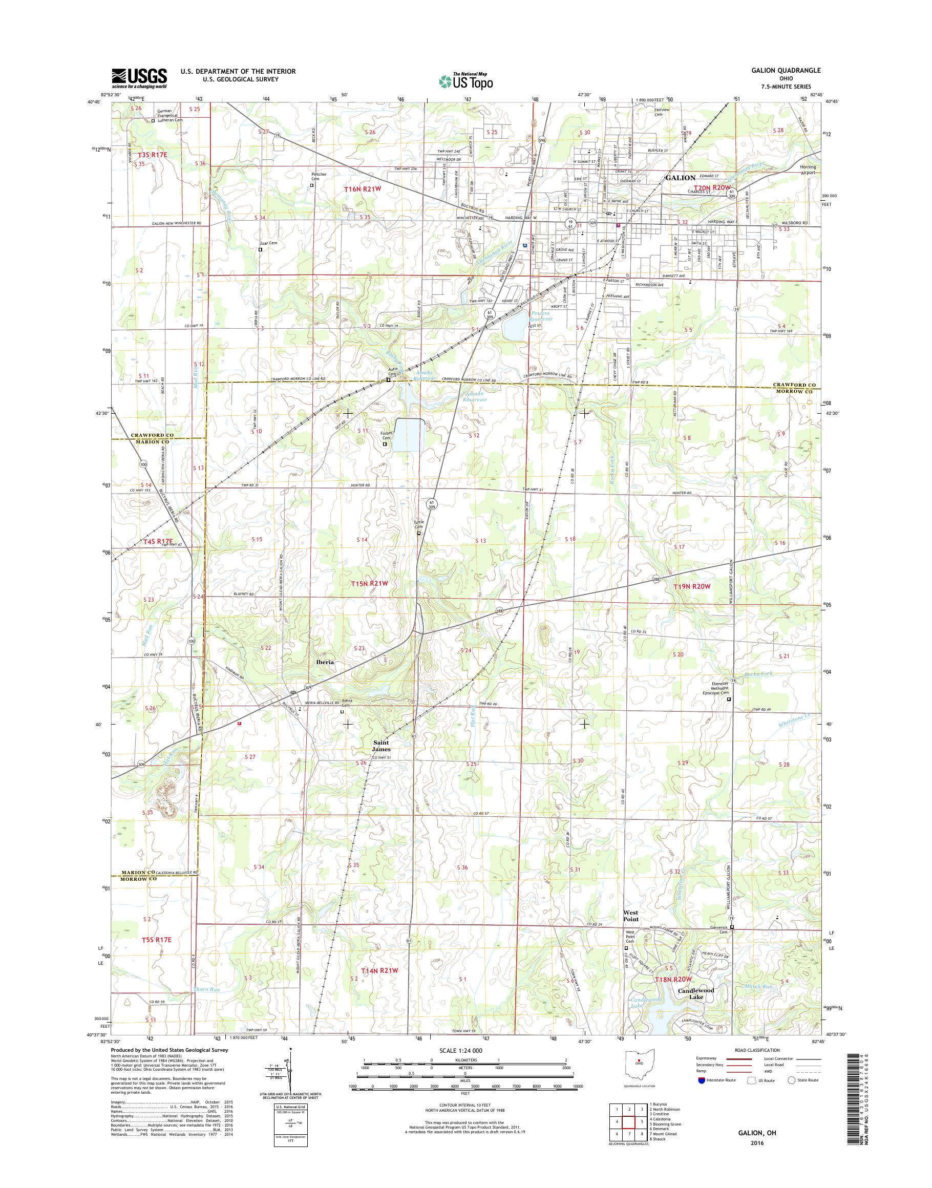 MyTopo Galion, Ohio USGS Quad Topo Map