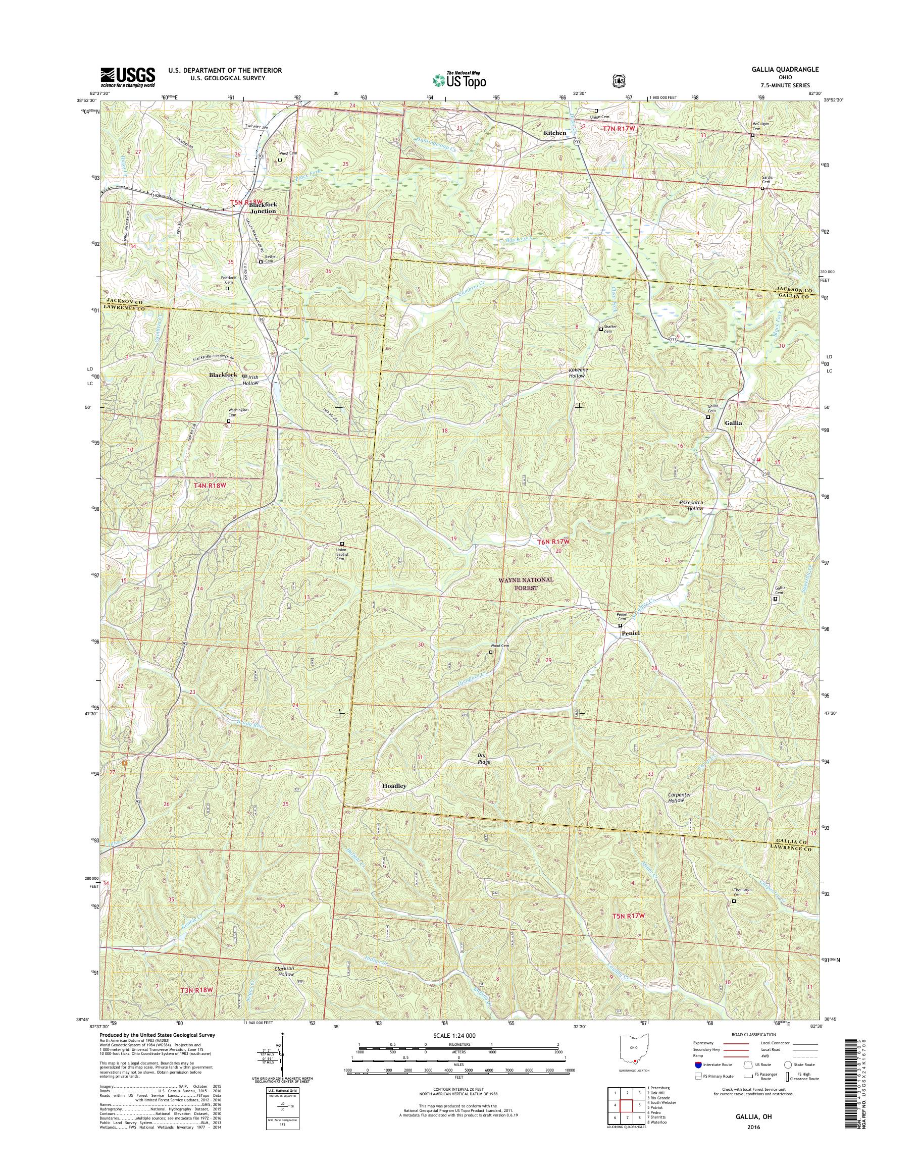 MyTopo Gallia, Ohio USGS Quad Topo Map