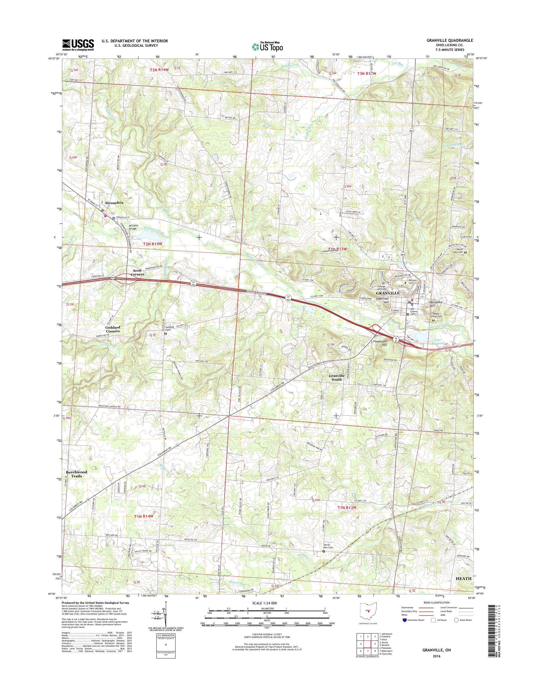 MyTopo Granville, Ohio USGS Quad Topo Map