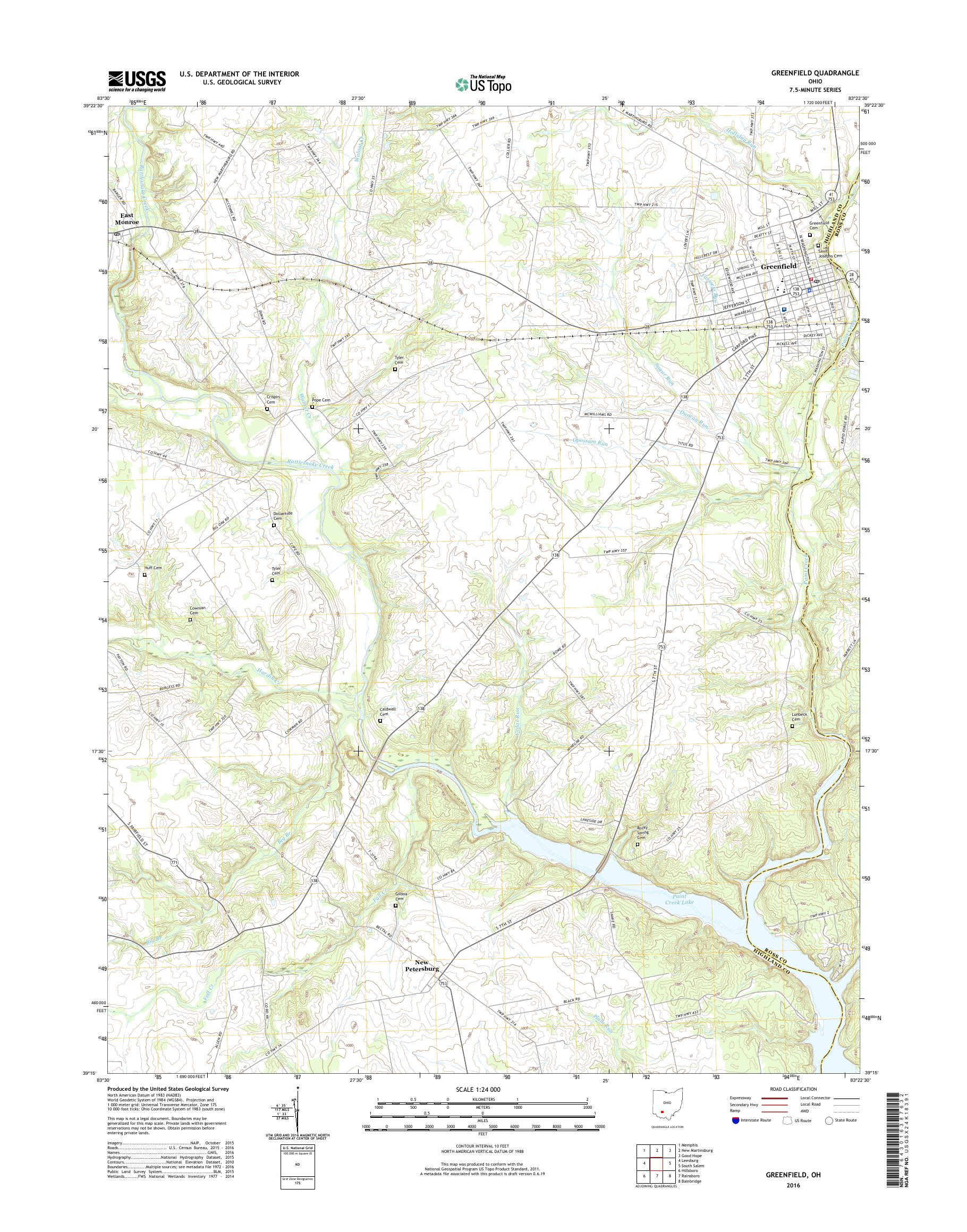 MyTopo Greenfield, Ohio USGS Quad Topo Map