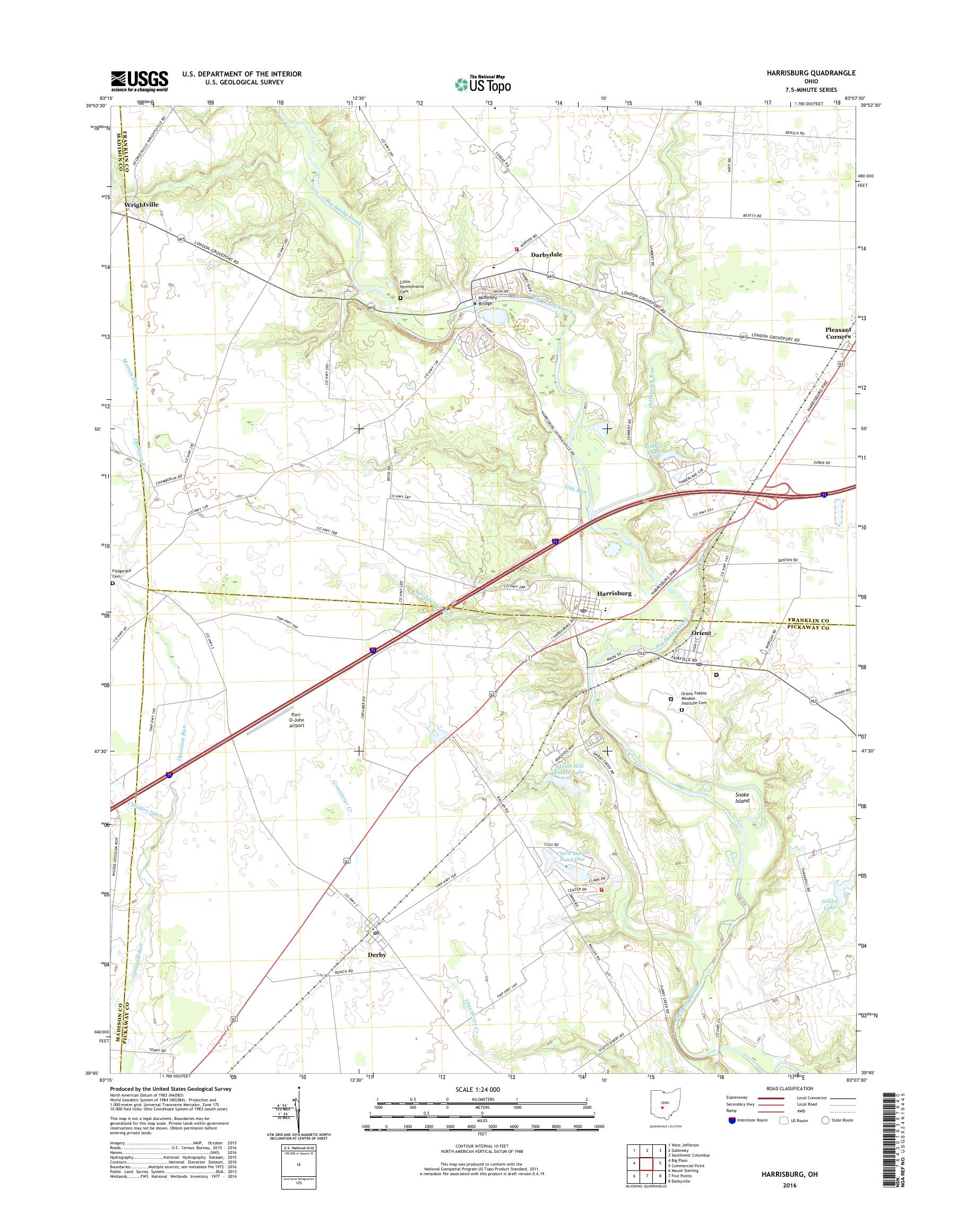 MyTopo Harrisburg, Ohio USGS Quad Topo Map