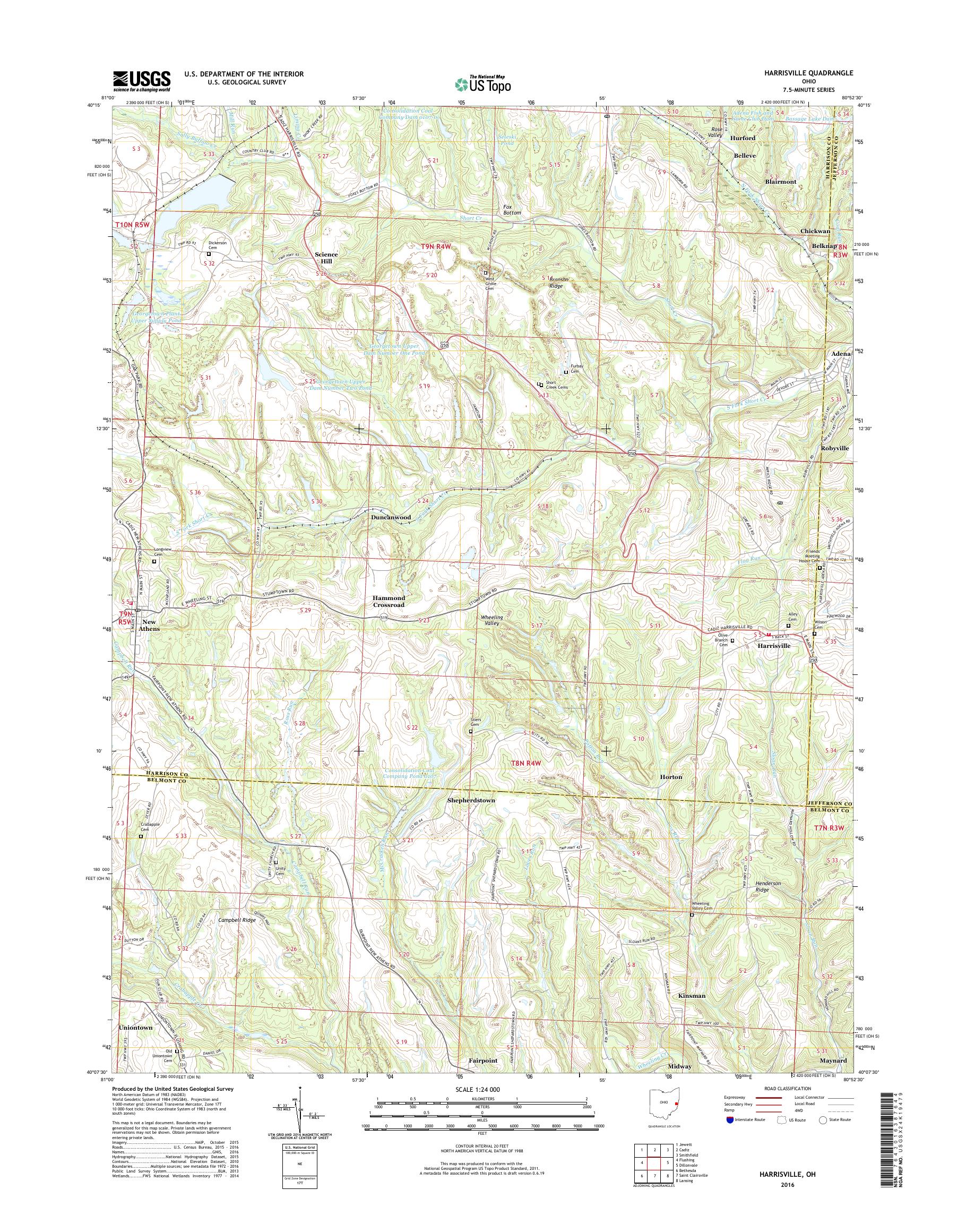 MyTopo Harrisville, Ohio USGS Quad Topo Map
