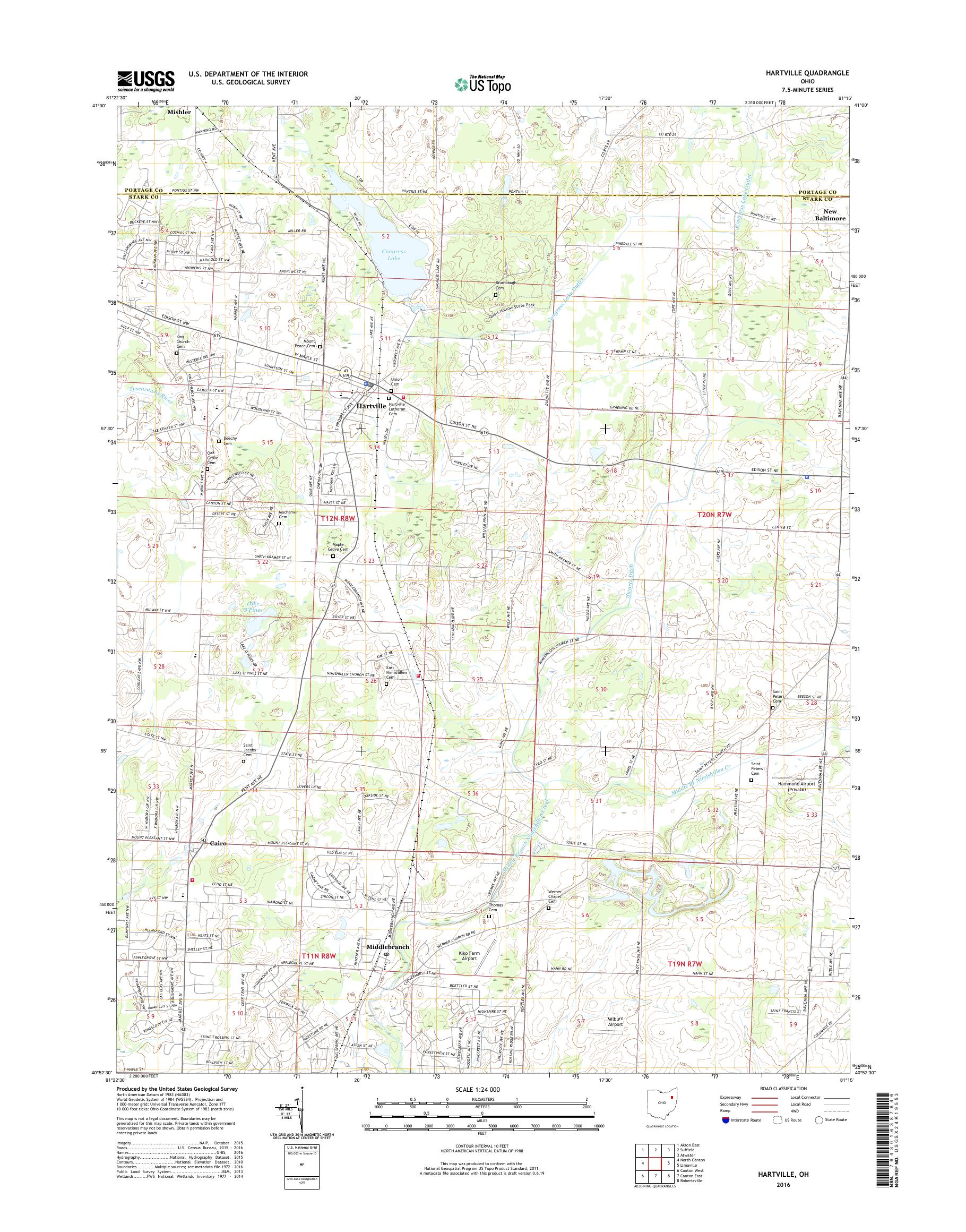 MyTopo Hartville, Ohio USGS Quad Topo Map