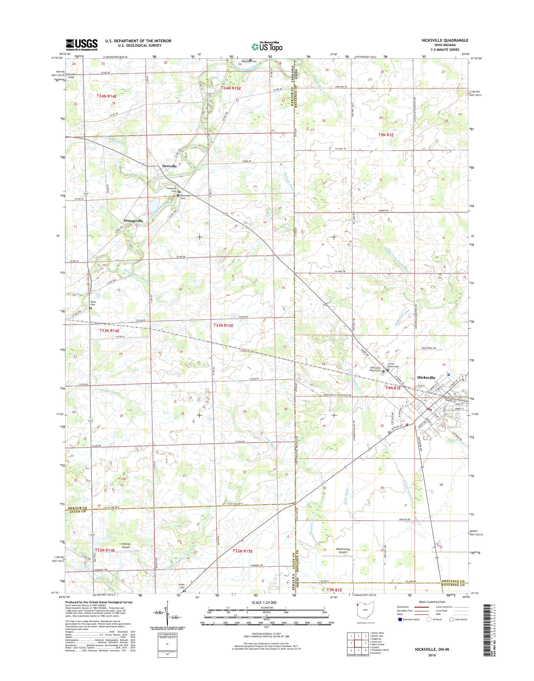 MyTopo Hicksville, Ohio USGS Quad Topo Map