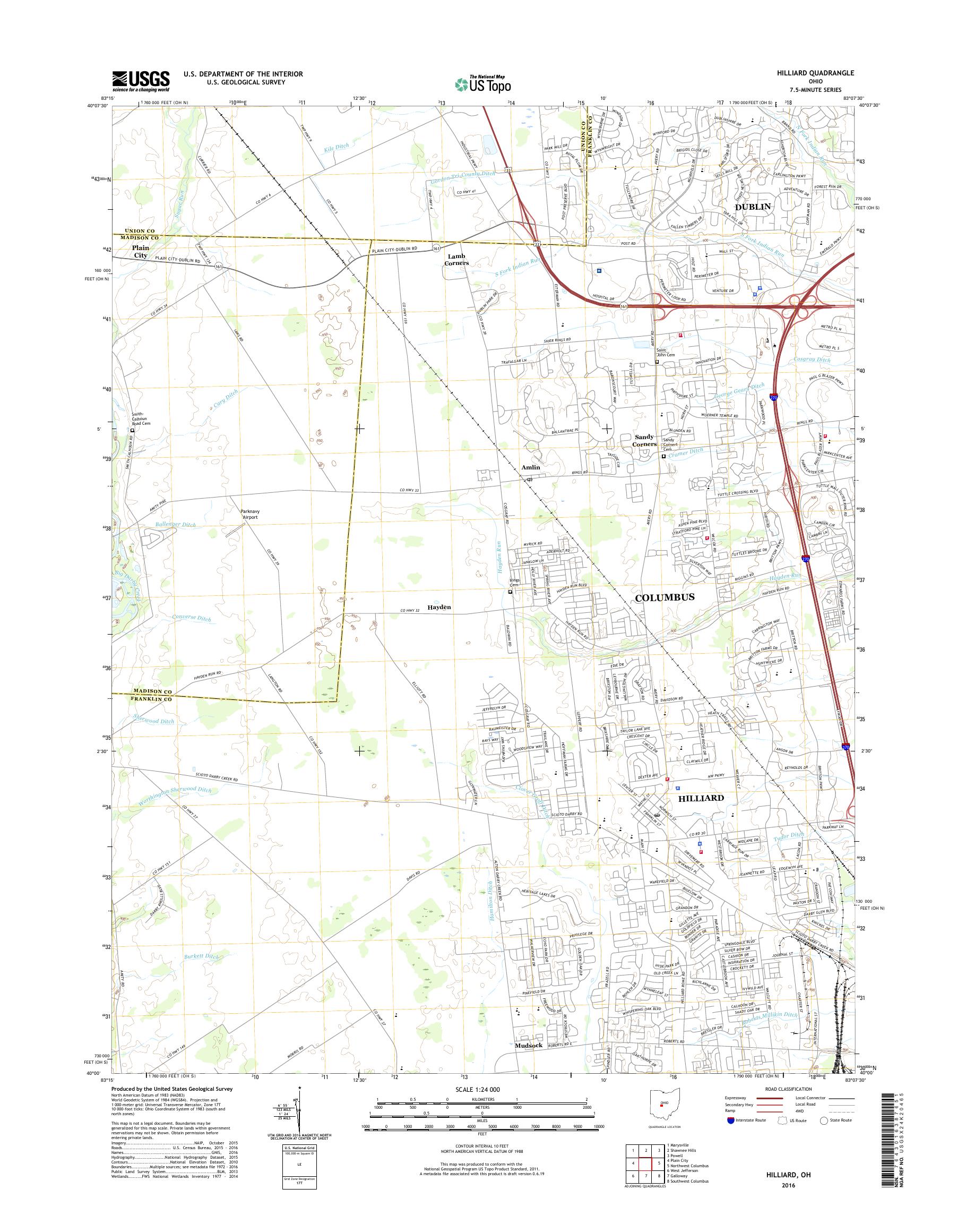 MyTopo Hilliard Ohio USGS Quad Topo Map mytopo-hilliard-ohio-usgs-quad-topo-map