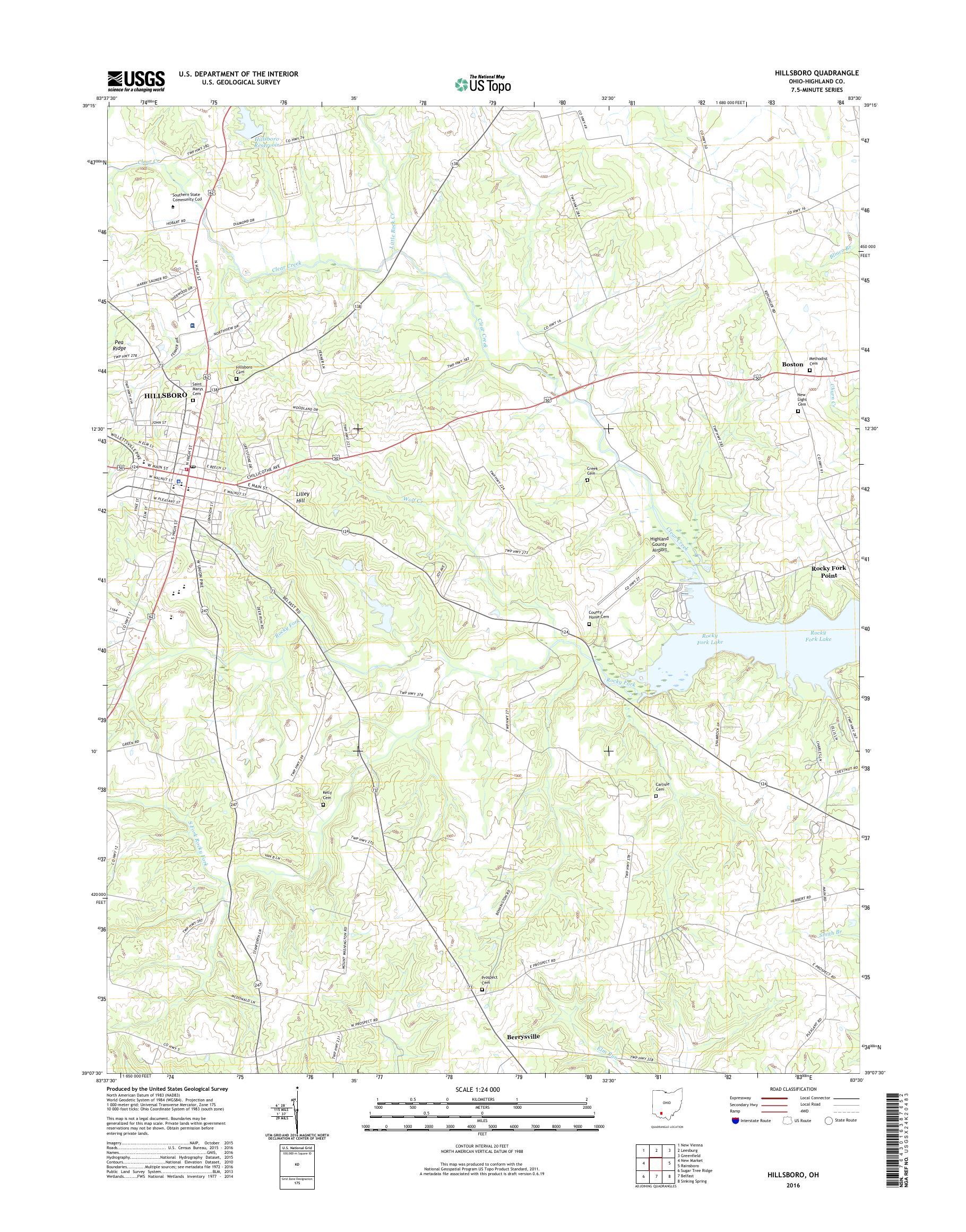 MyTopo Hillsboro, Ohio USGS Quad Topo Map
