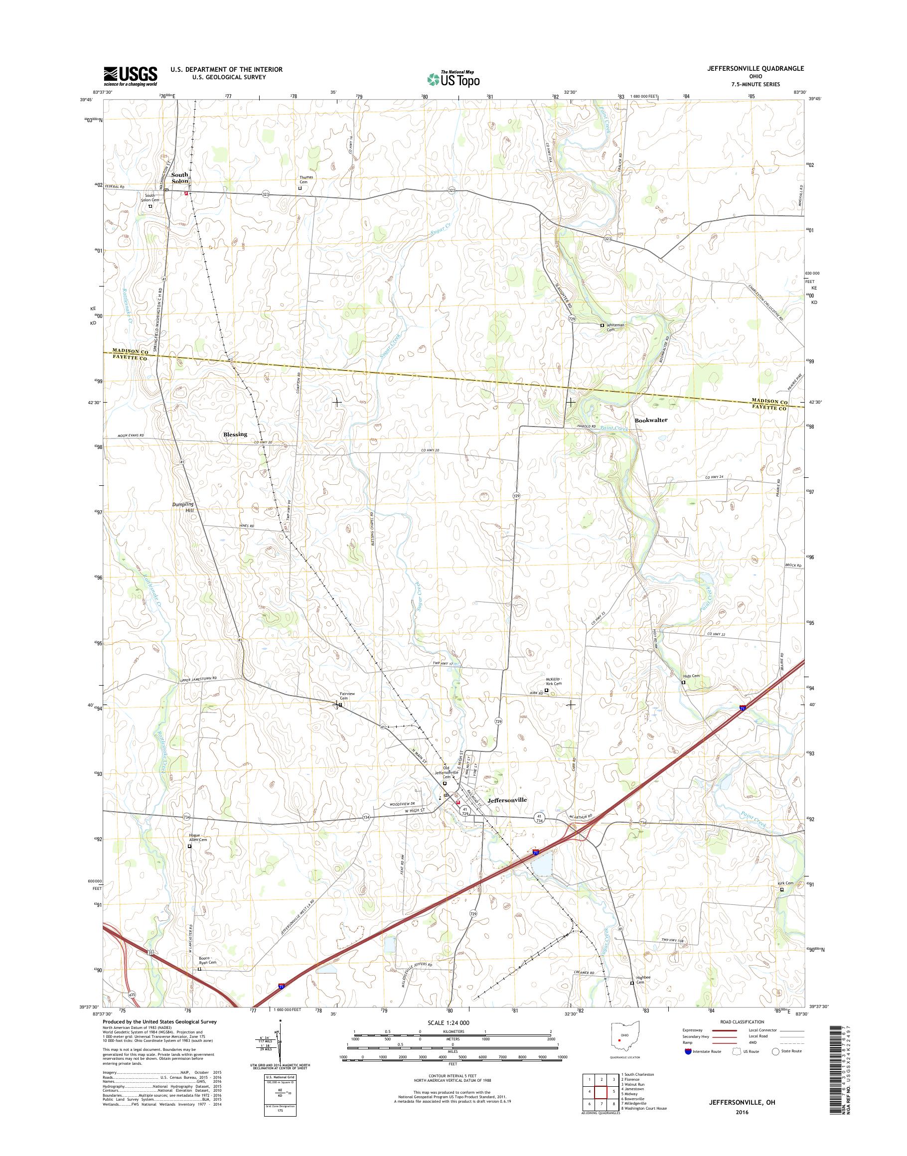 MyTopo Jeffersonville, Ohio USGS Quad Topo Map