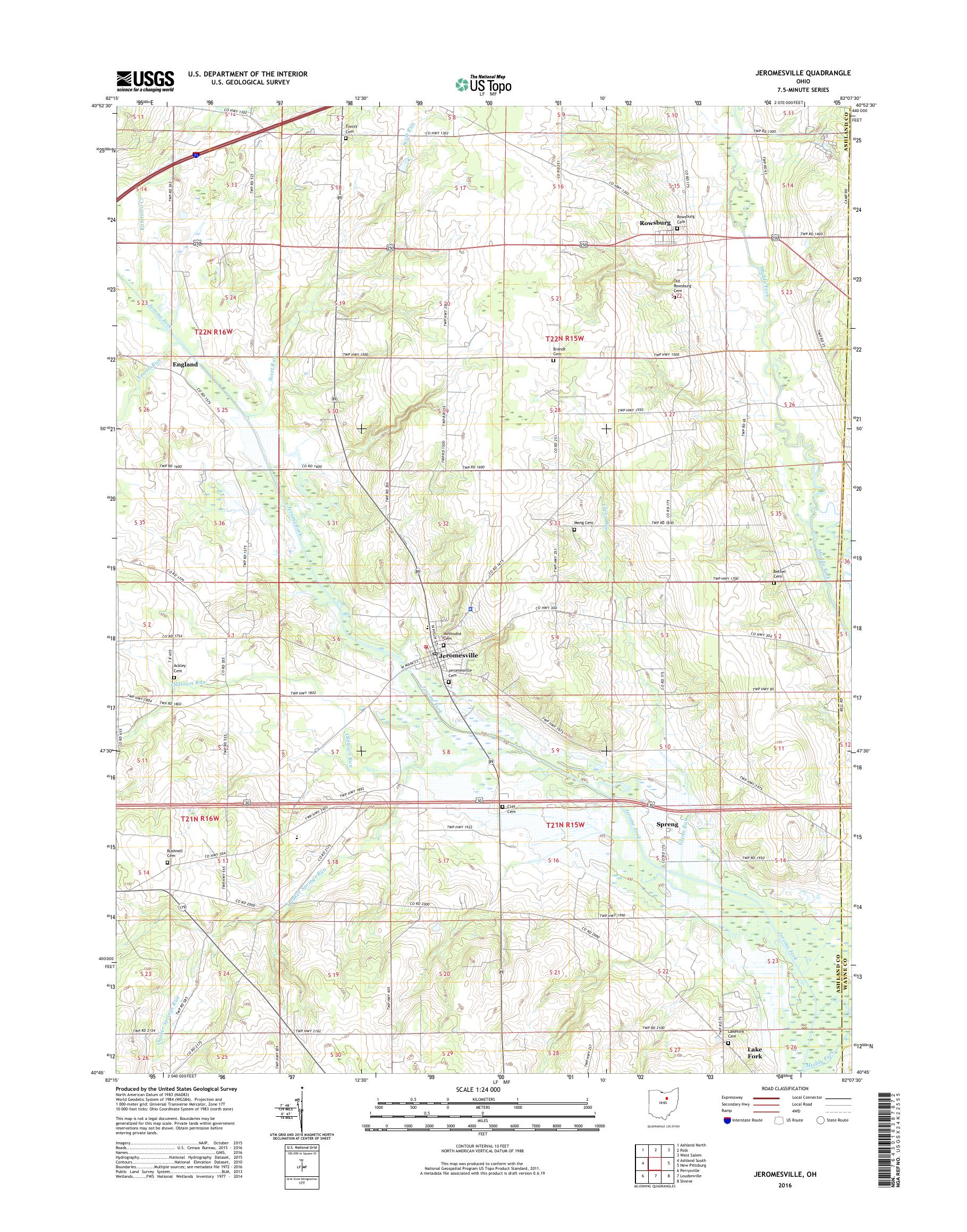 MyTopo Jeromesville, Ohio USGS Quad Topo Map