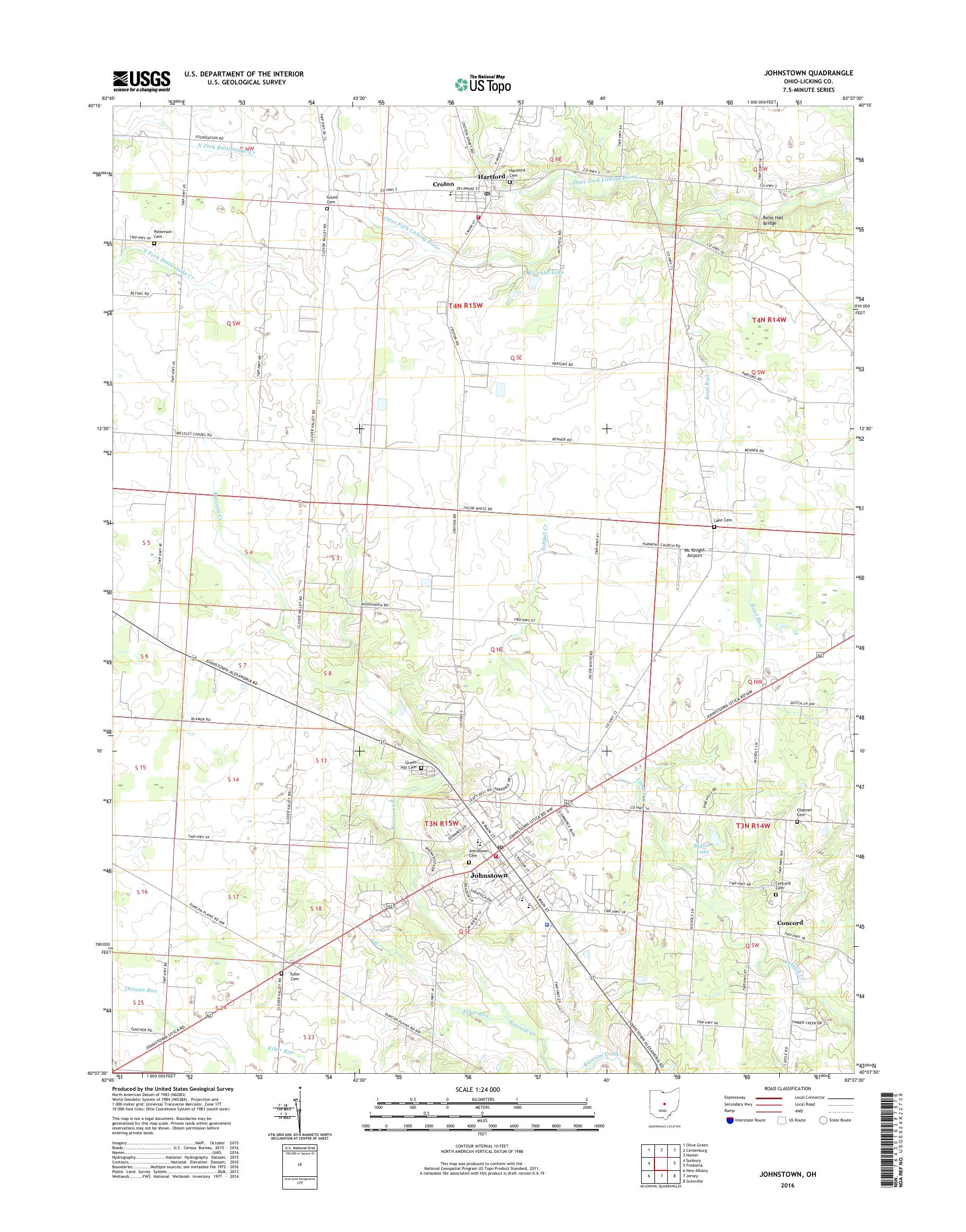 MyTopo Johnstown, Ohio USGS Quad Topo Map