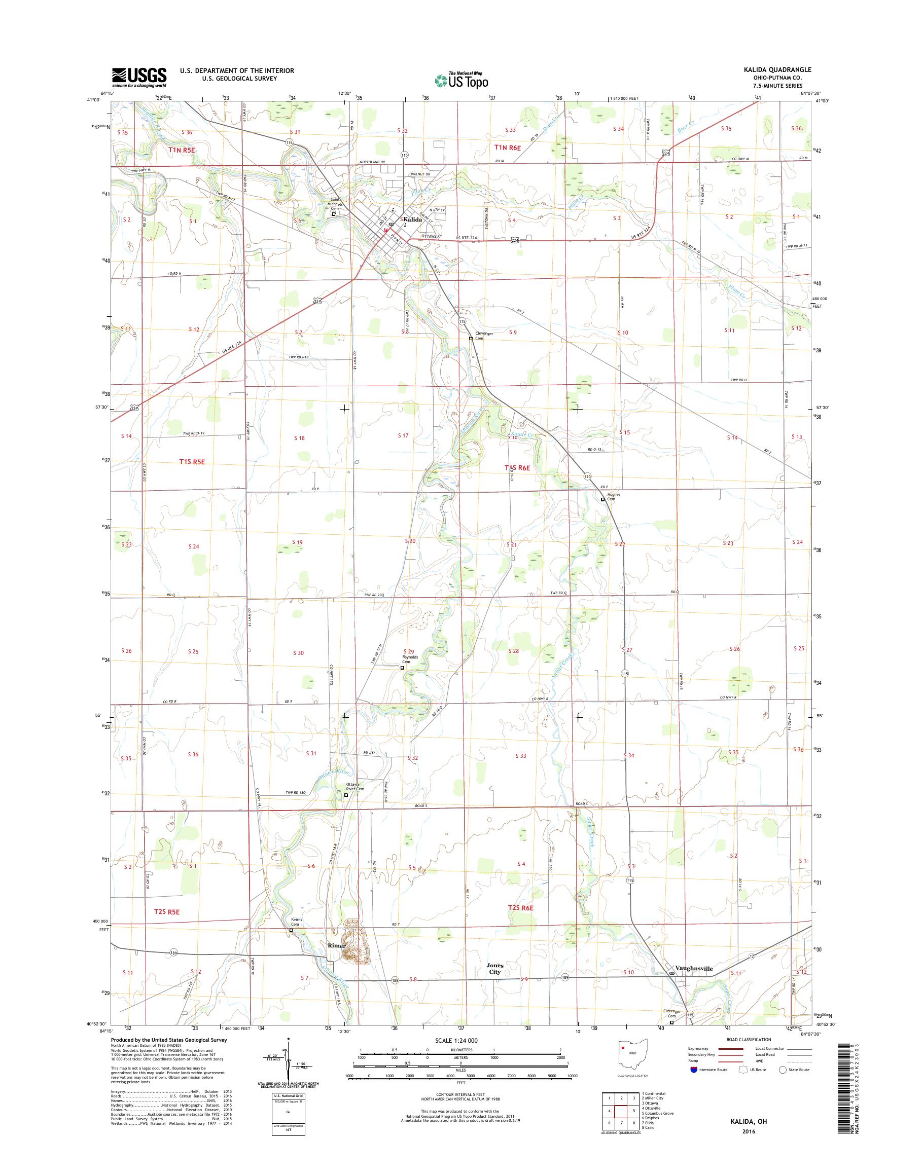 MyTopo Kalida, Ohio USGS Quad Topo Map