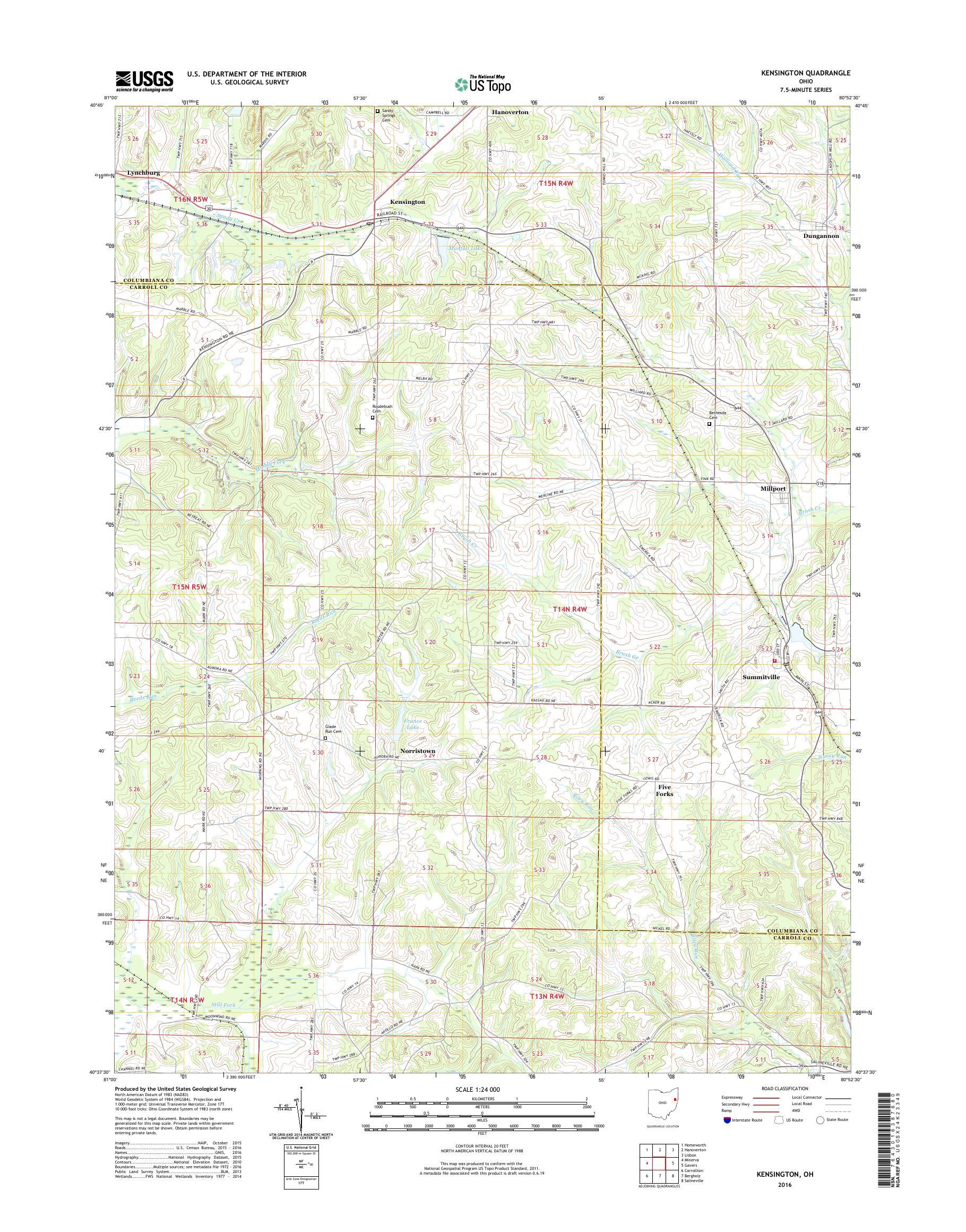 MyTopo Kensington, Ohio USGS Quad Topo Map