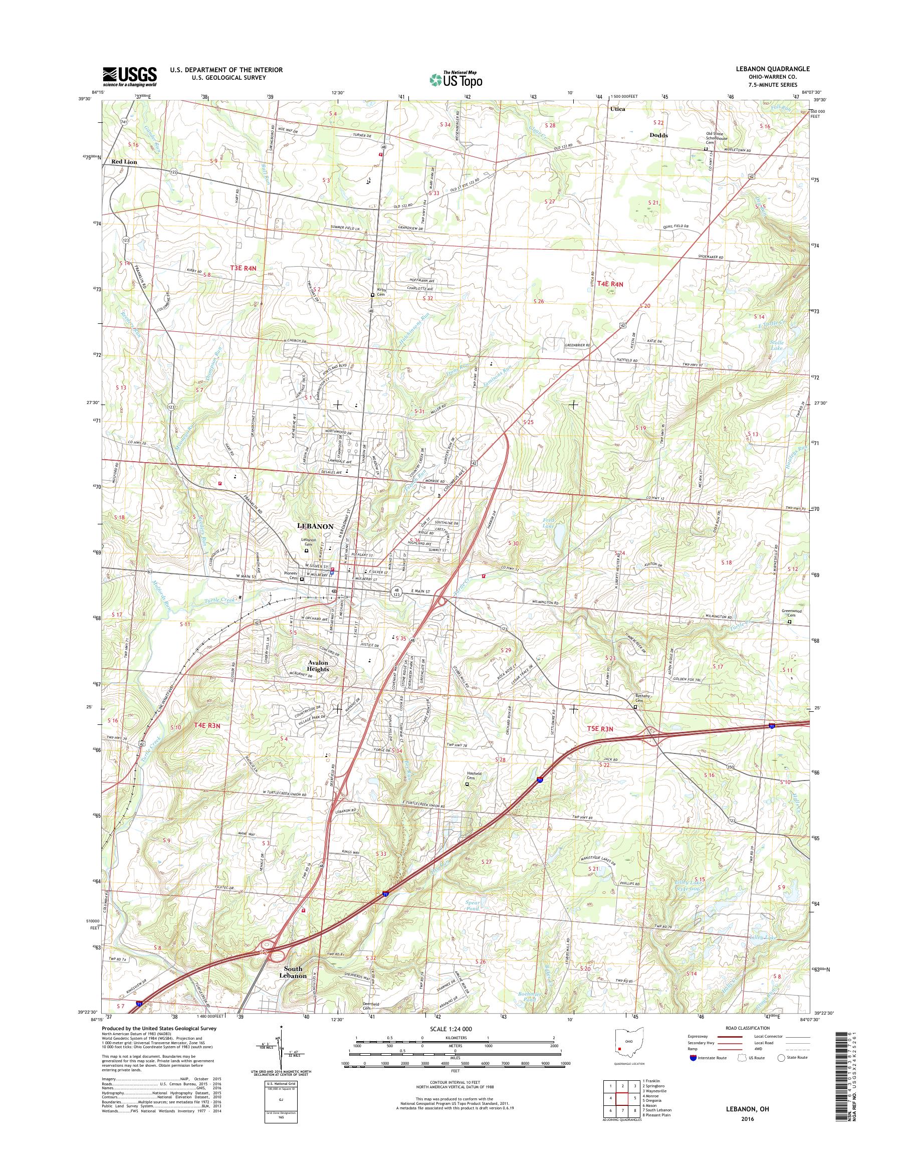 MyTopo Lebanon, Ohio USGS Quad Topo Map