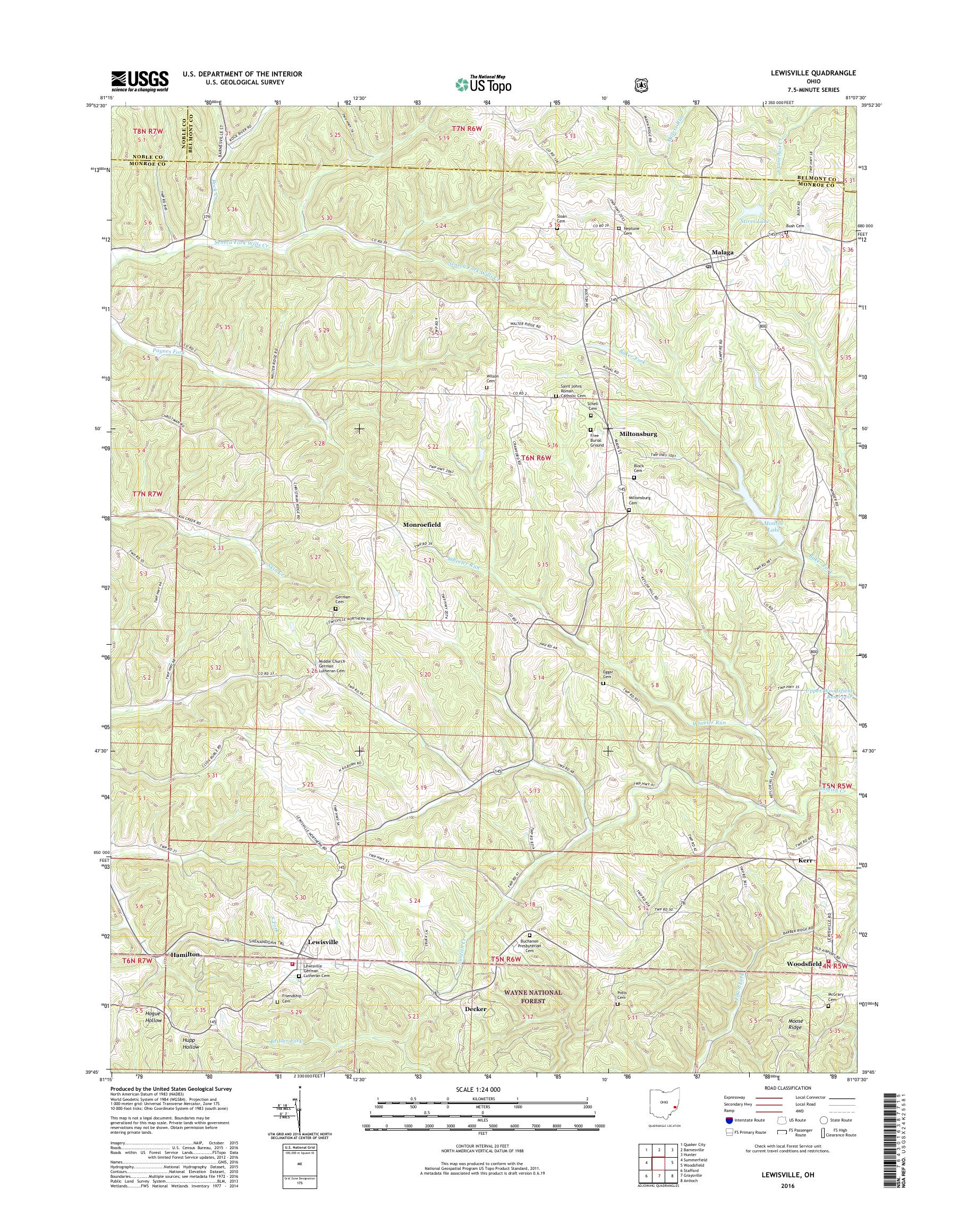 MyTopo Lewisville, Ohio USGS Quad Topo Map