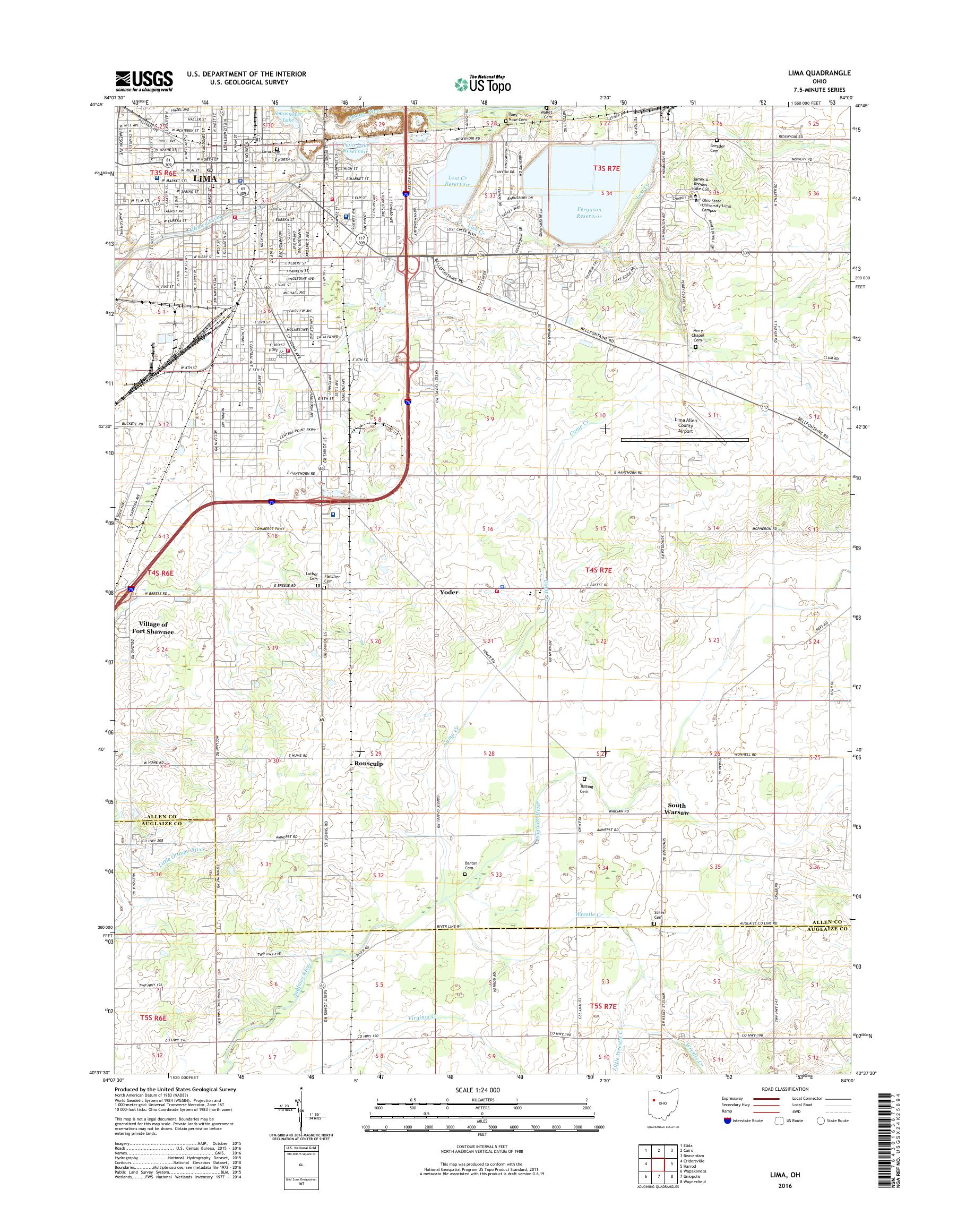 MyTopo Lima, Ohio USGS Quad Topo Map