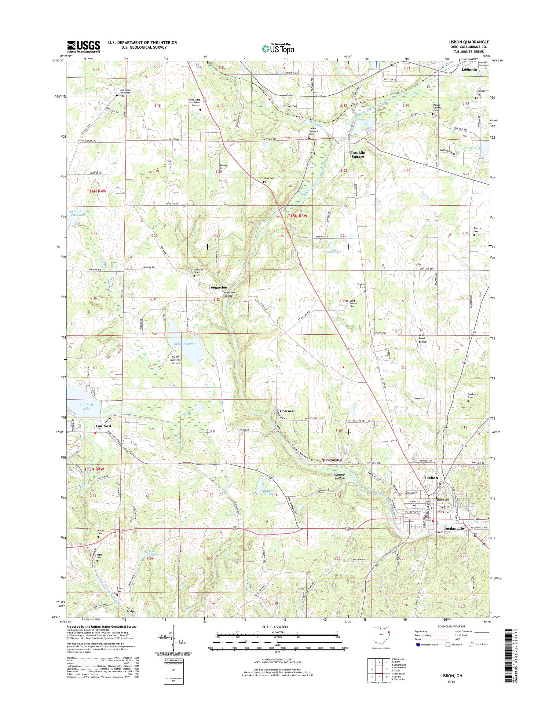 MyTopo Lisbon, Ohio USGS Quad Topo Map