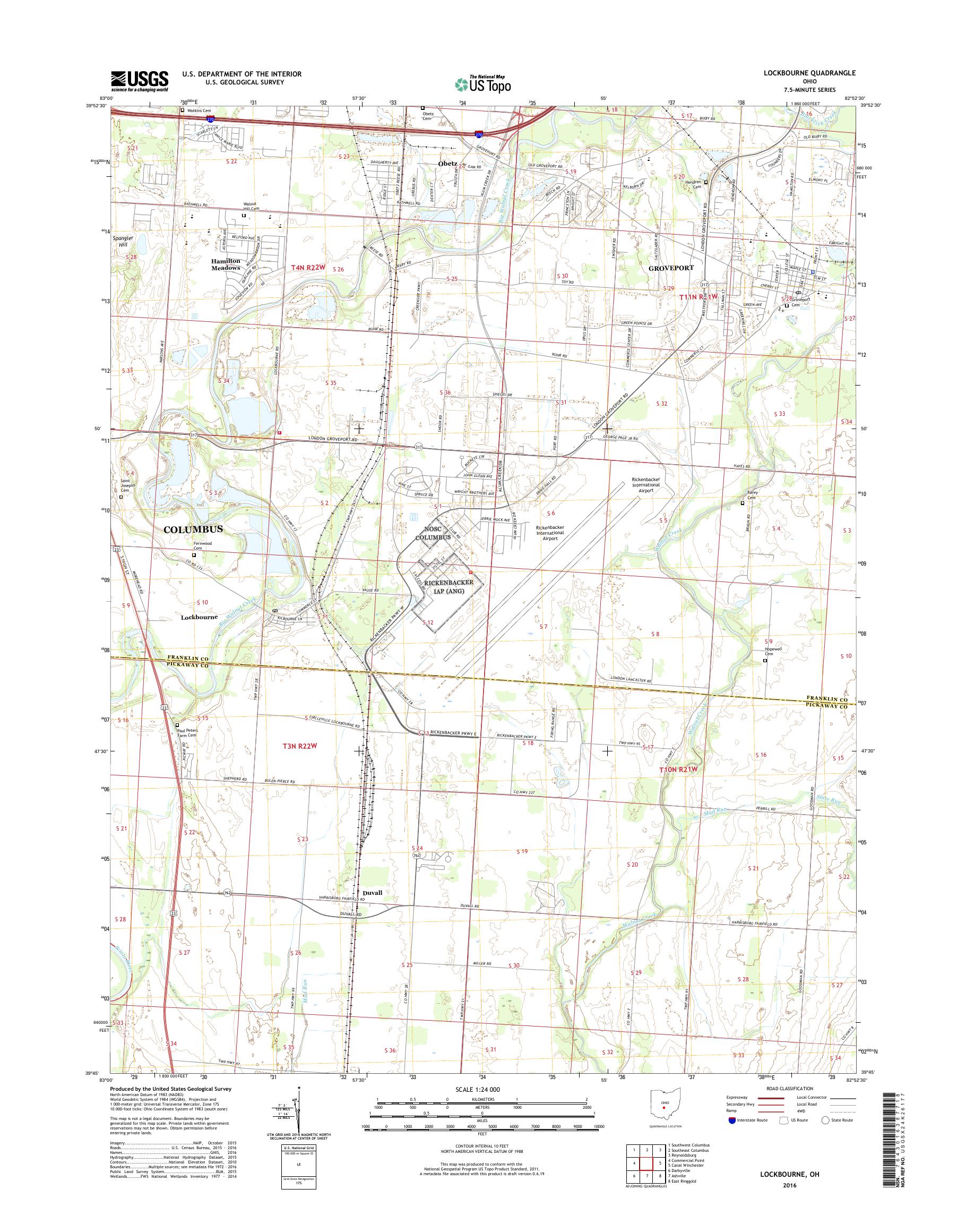 MyTopo Lockbourne, Ohio USGS Quad Topo Map