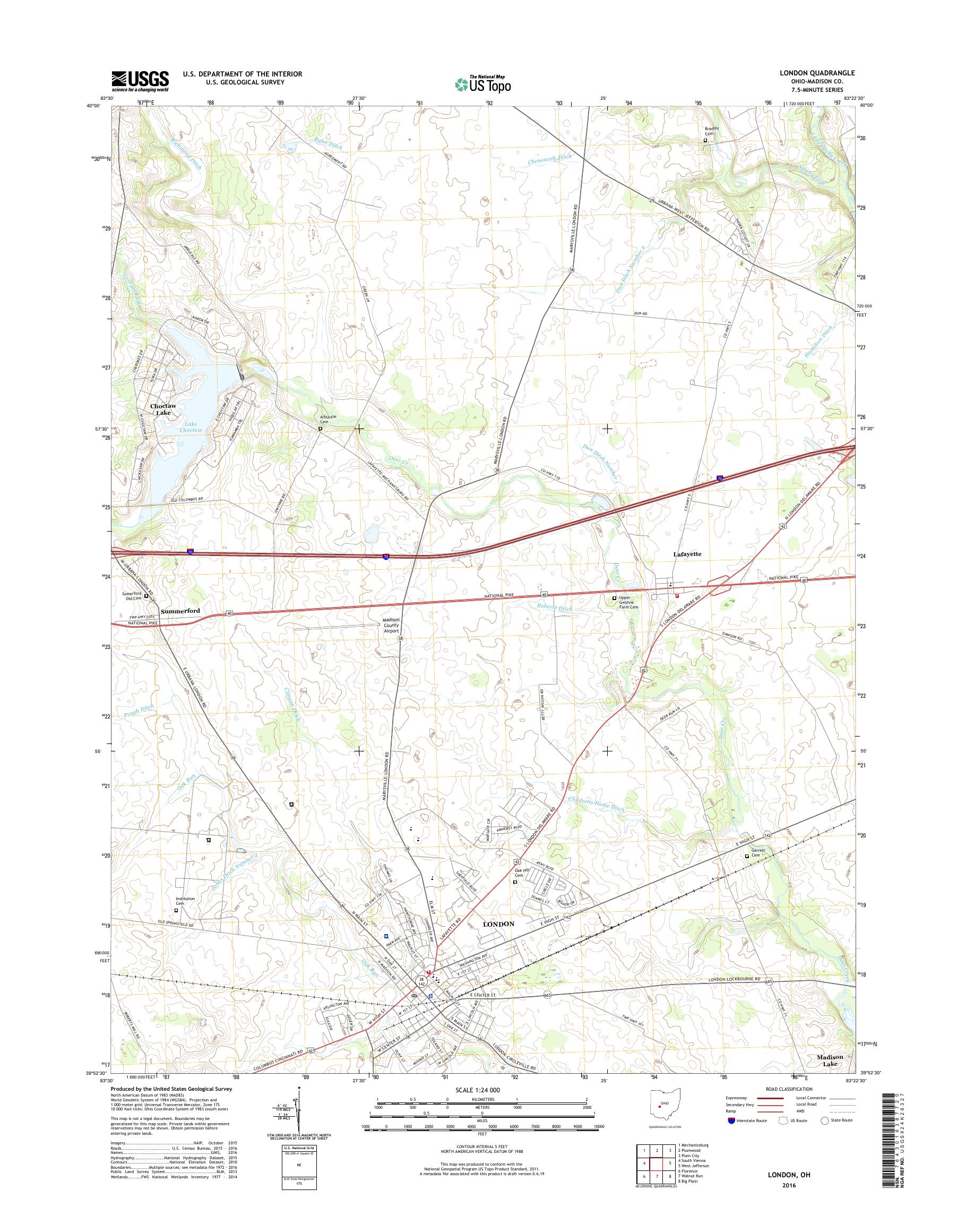 MyTopo London, Ohio USGS Quad Topo Map