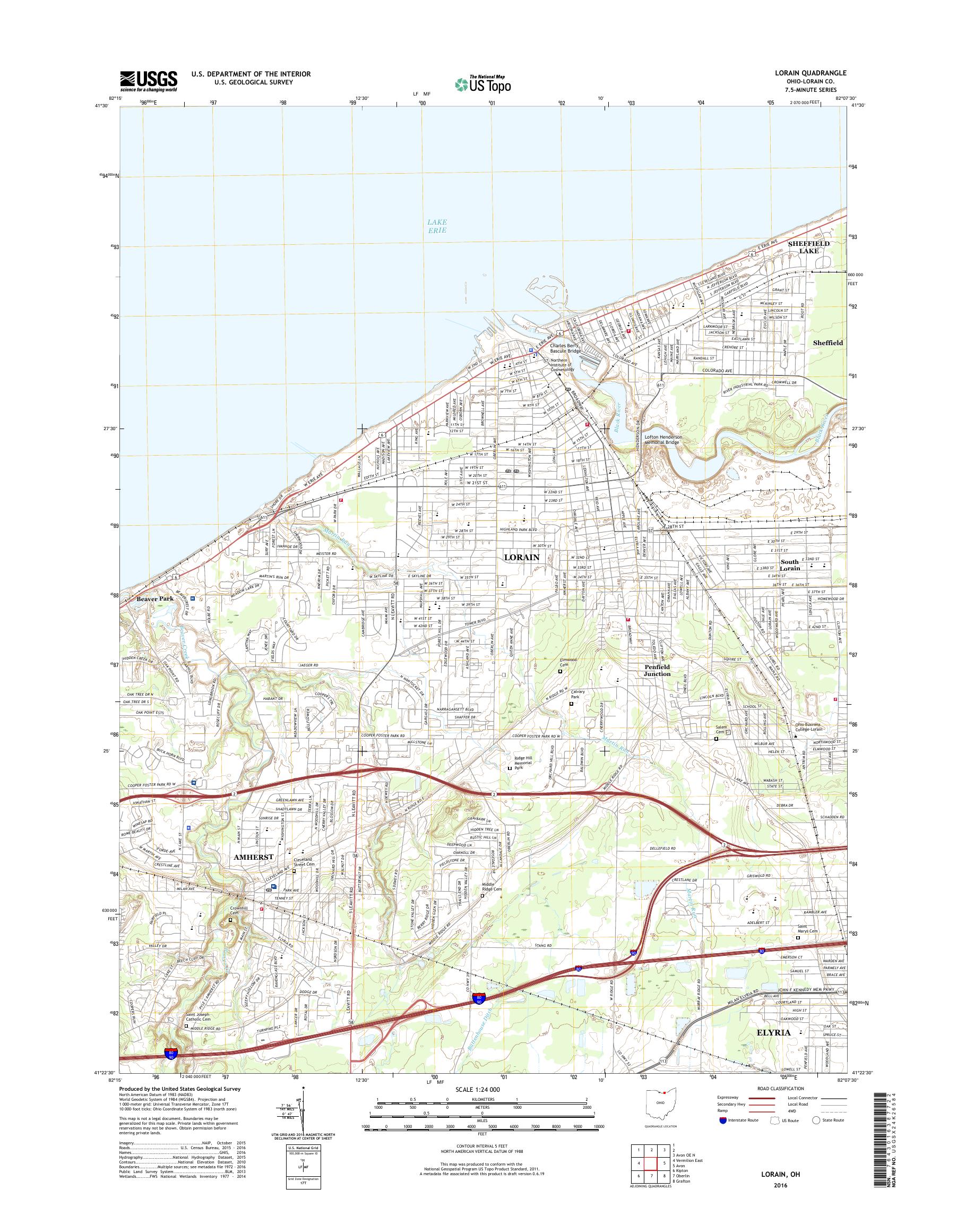 MyTopo Lorain, Ohio USGS Quad Topo Map