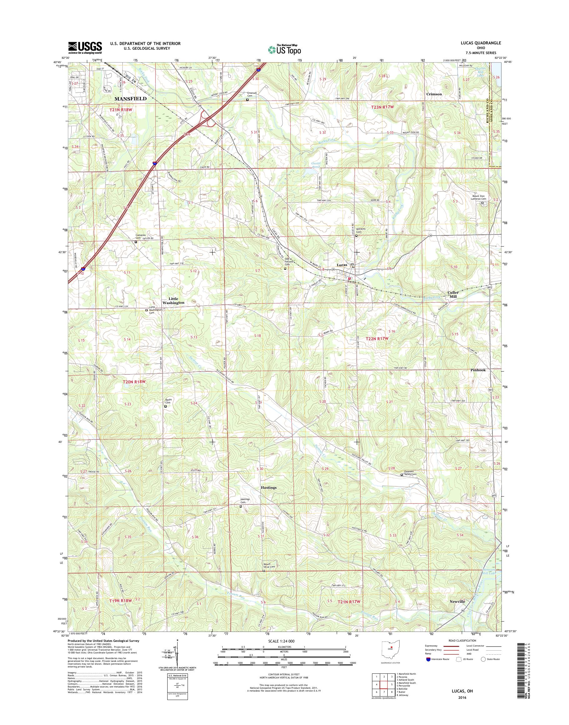MyTopo Lucas, Ohio USGS Quad Topo Map