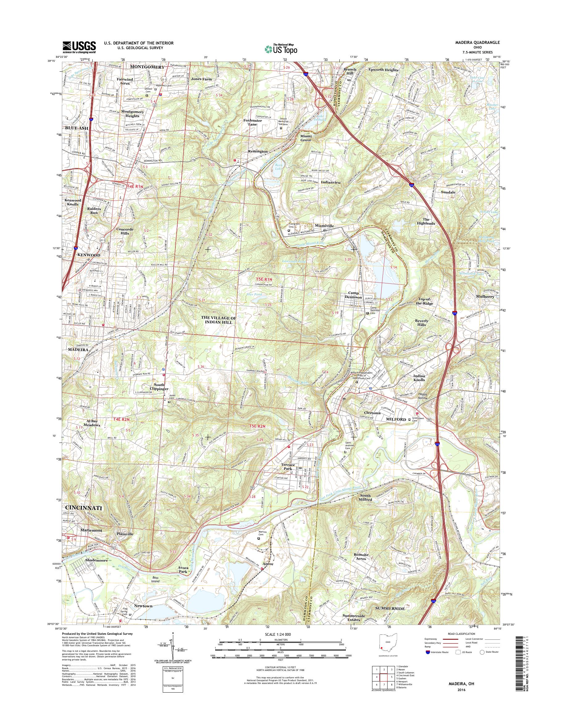 MyTopo Madeira, Ohio USGS Quad Topo Map