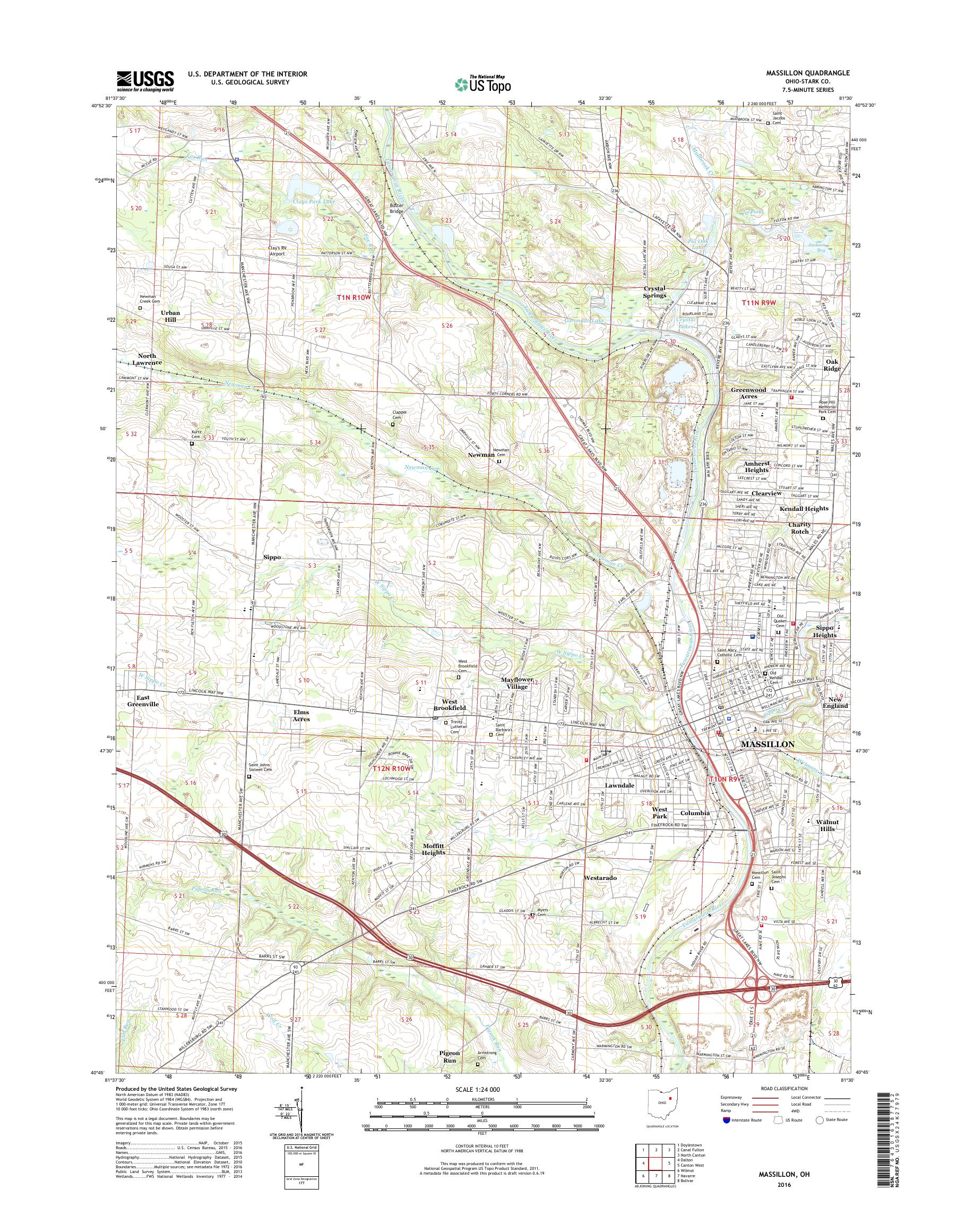 MyTopo Massillon, Ohio USGS Quad Topo Map