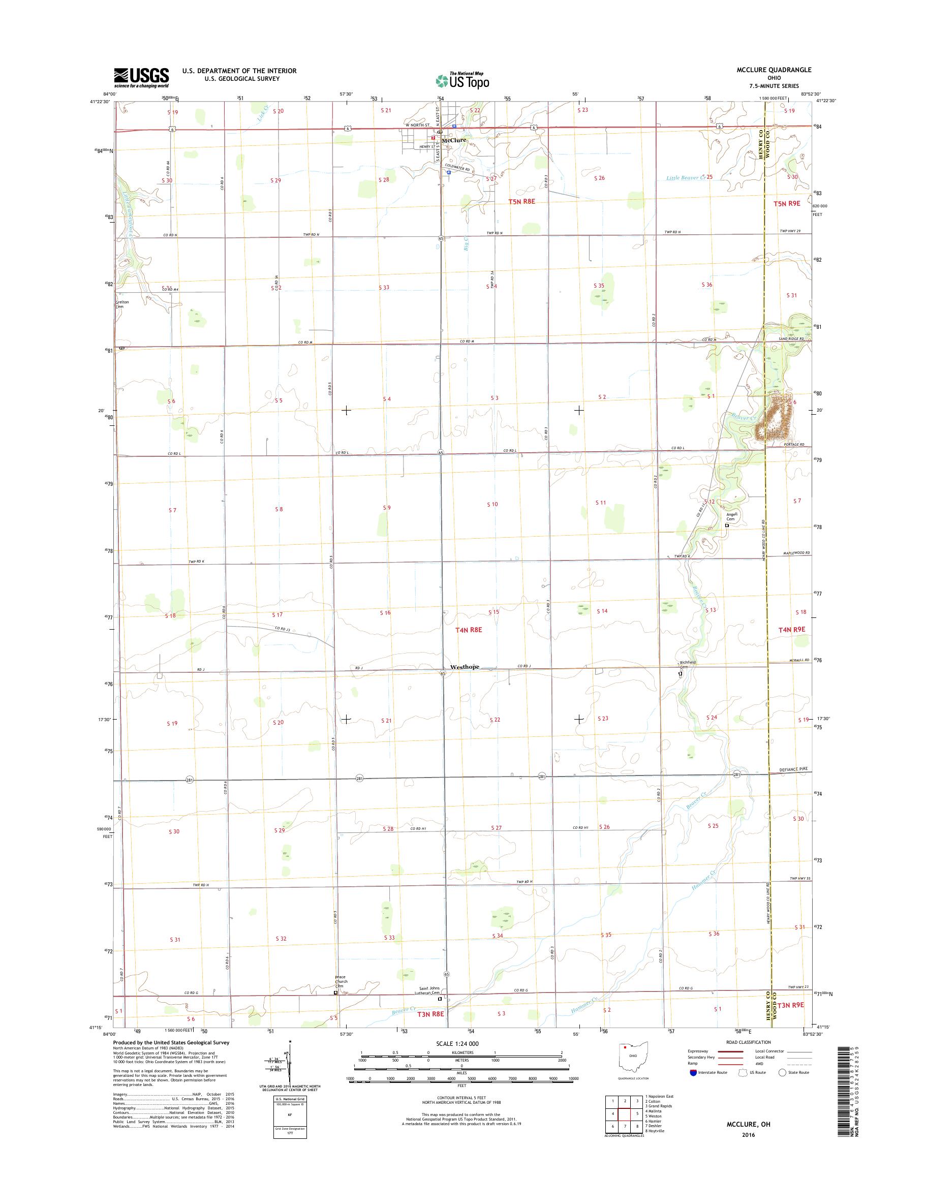 MyTopo McClure, Ohio USGS Quad Topo Map