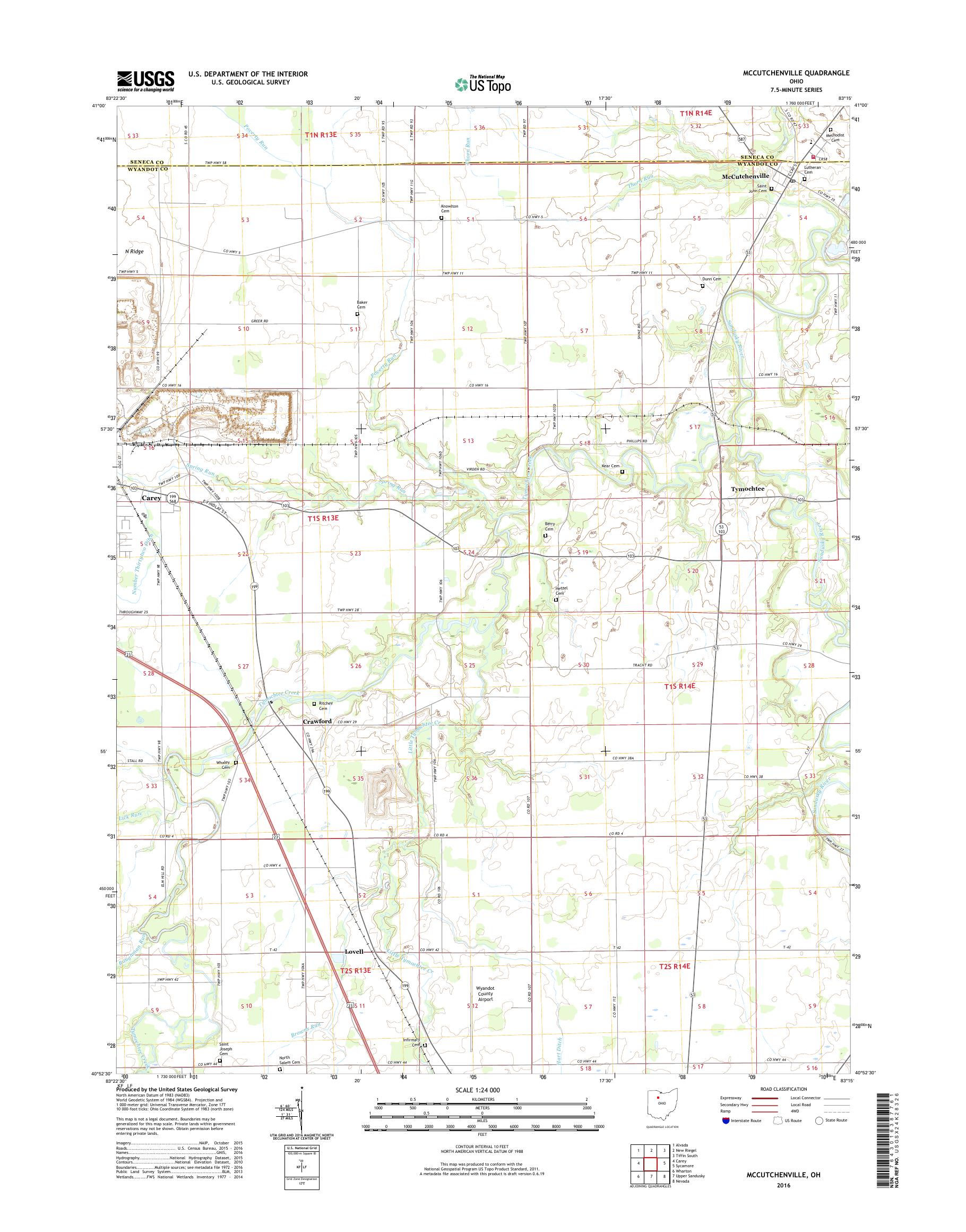 MyTopo McCutchenville, Ohio USGS Quad Topo Map