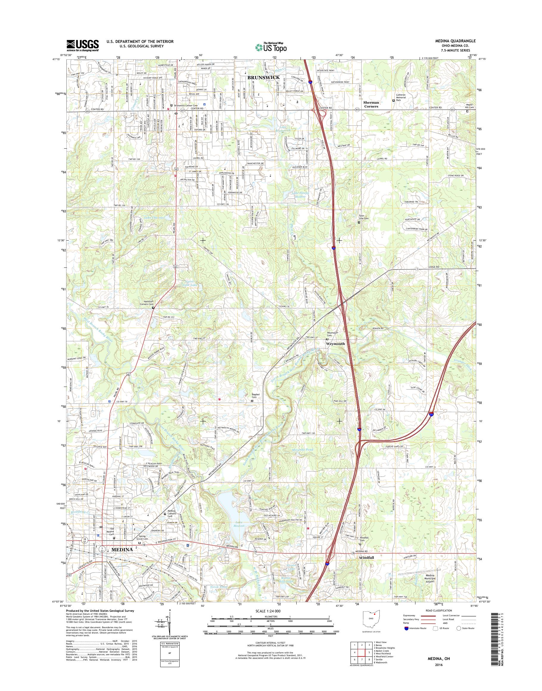 MyTopo Medina, Ohio USGS Quad Topo Map