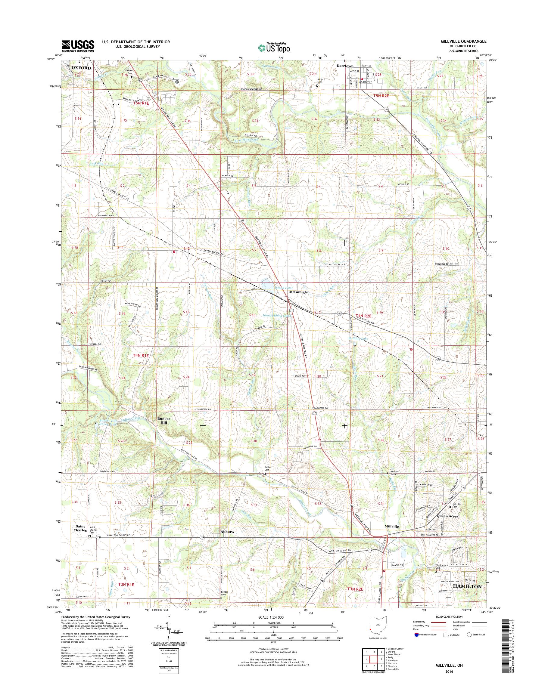 MyTopo Millville, Ohio USGS Quad Topo Map