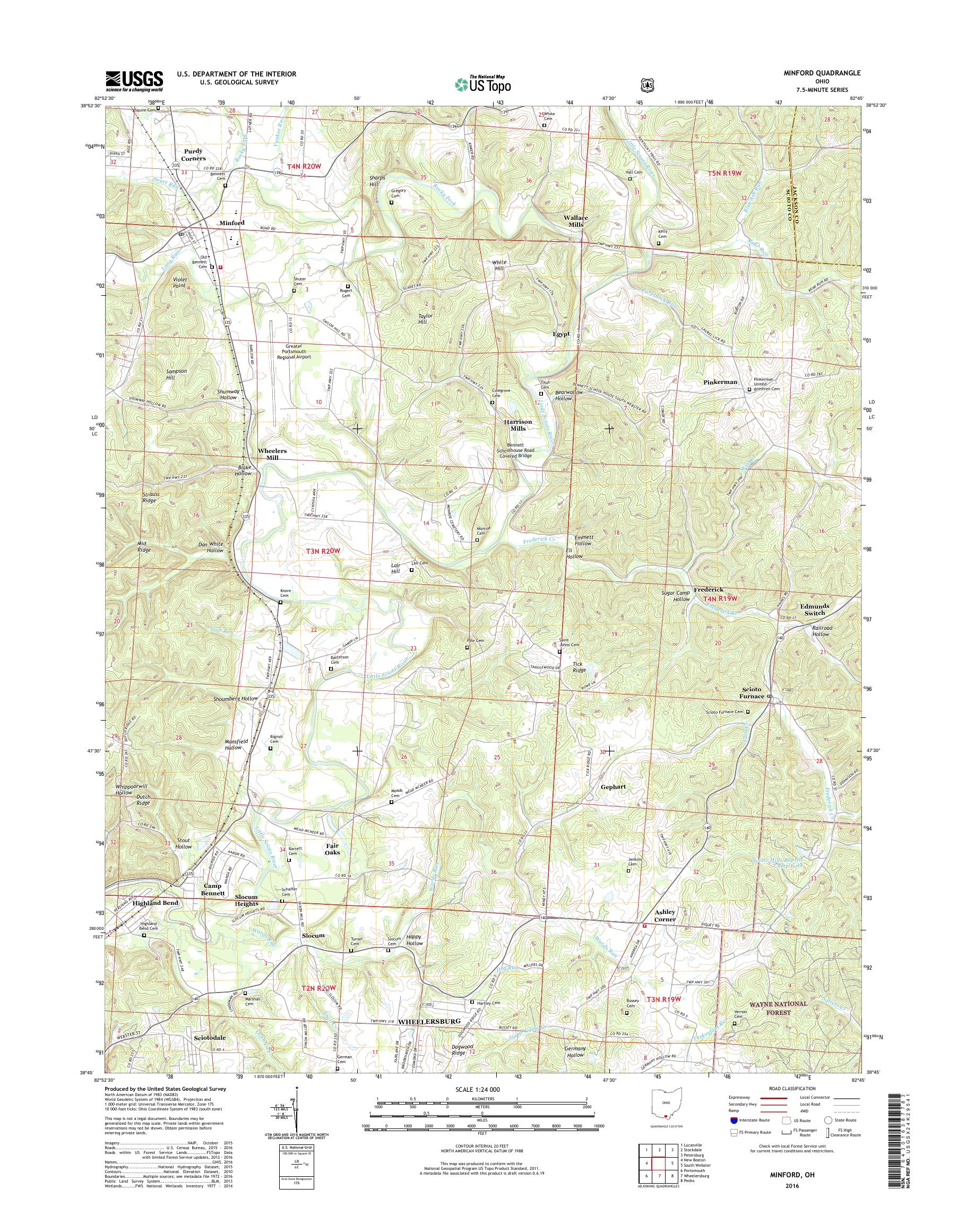 MyTopo Minford, Ohio USGS Quad Topo Map