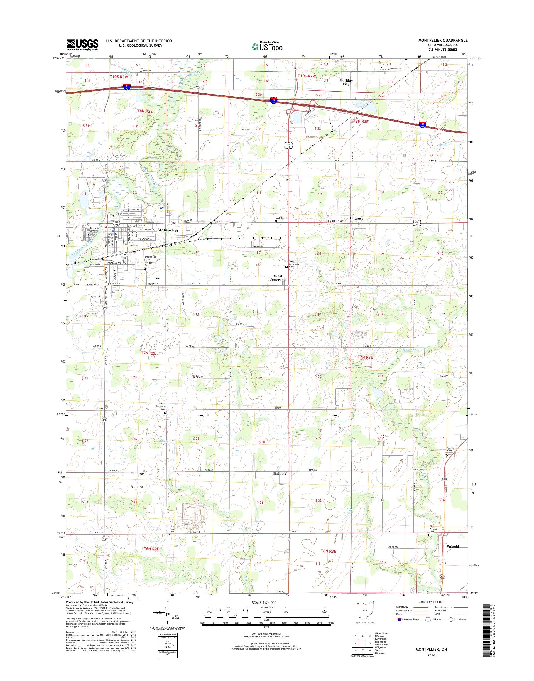 MyTopo Montpelier, Ohio USGS Quad Topo Map